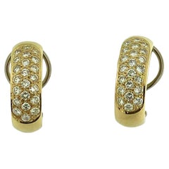 Italian Yellow and White Gold Earrings with Diamonds