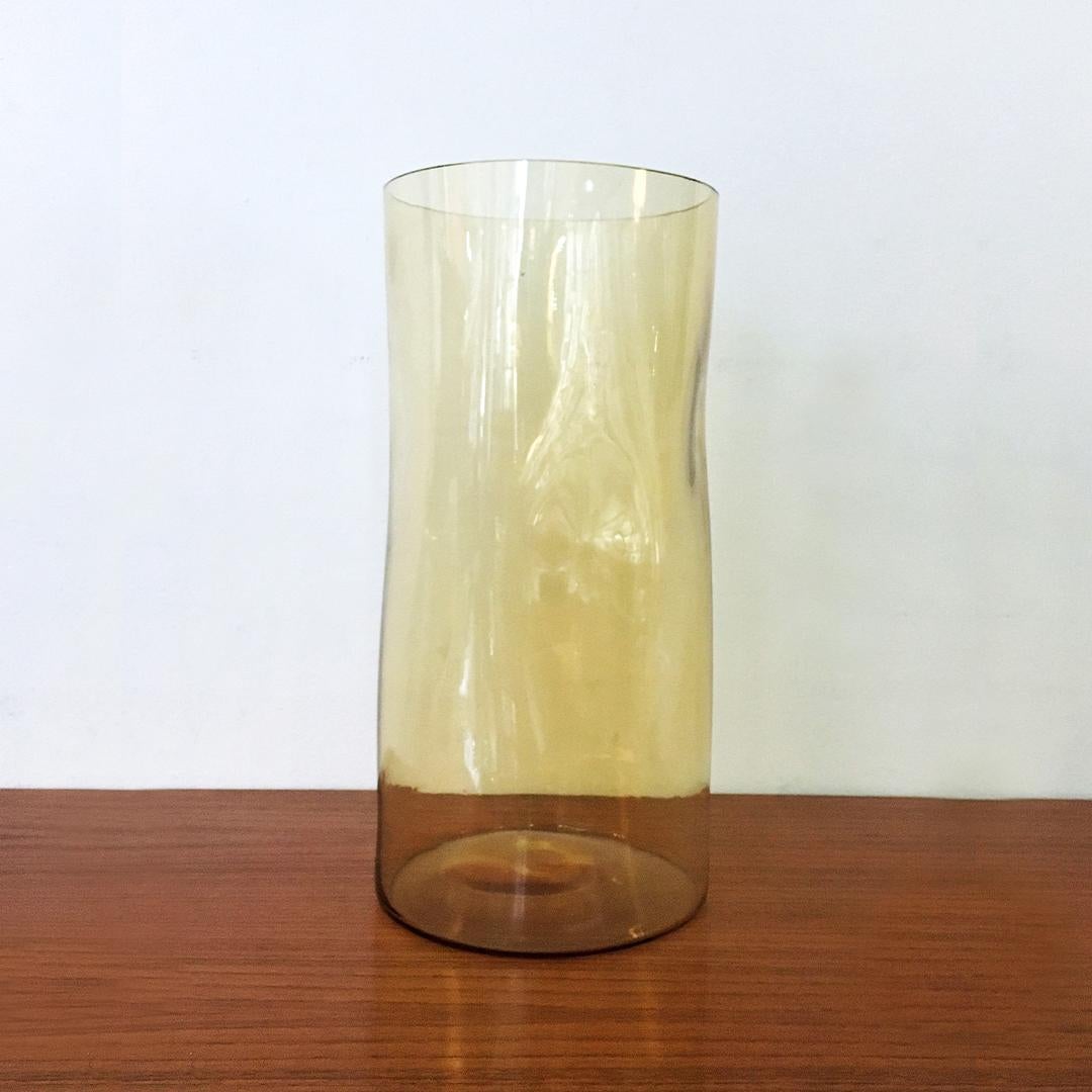 Space Age Italian Yellow Blown Murano Glass Vases by Carlo Nason, 1970s