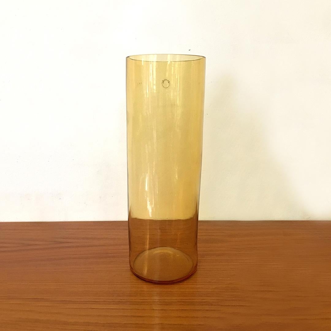 Late 20th Century Italian Yellow Blown Murano Glass Vases by Carlo Nason, 1970s