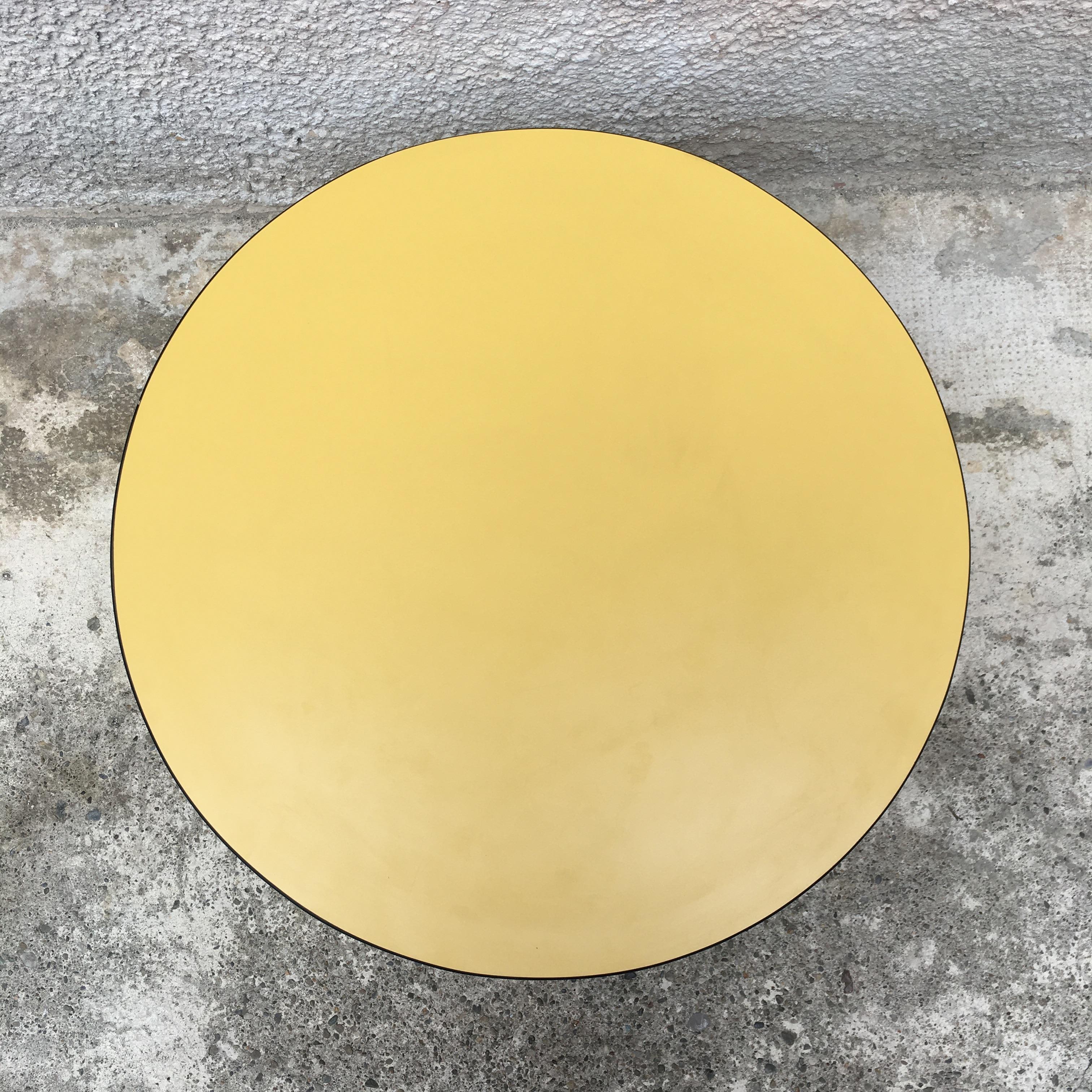 Mid-20th Century Italian Yellow Laminate and Metal Rod Coffee Table, 1960s