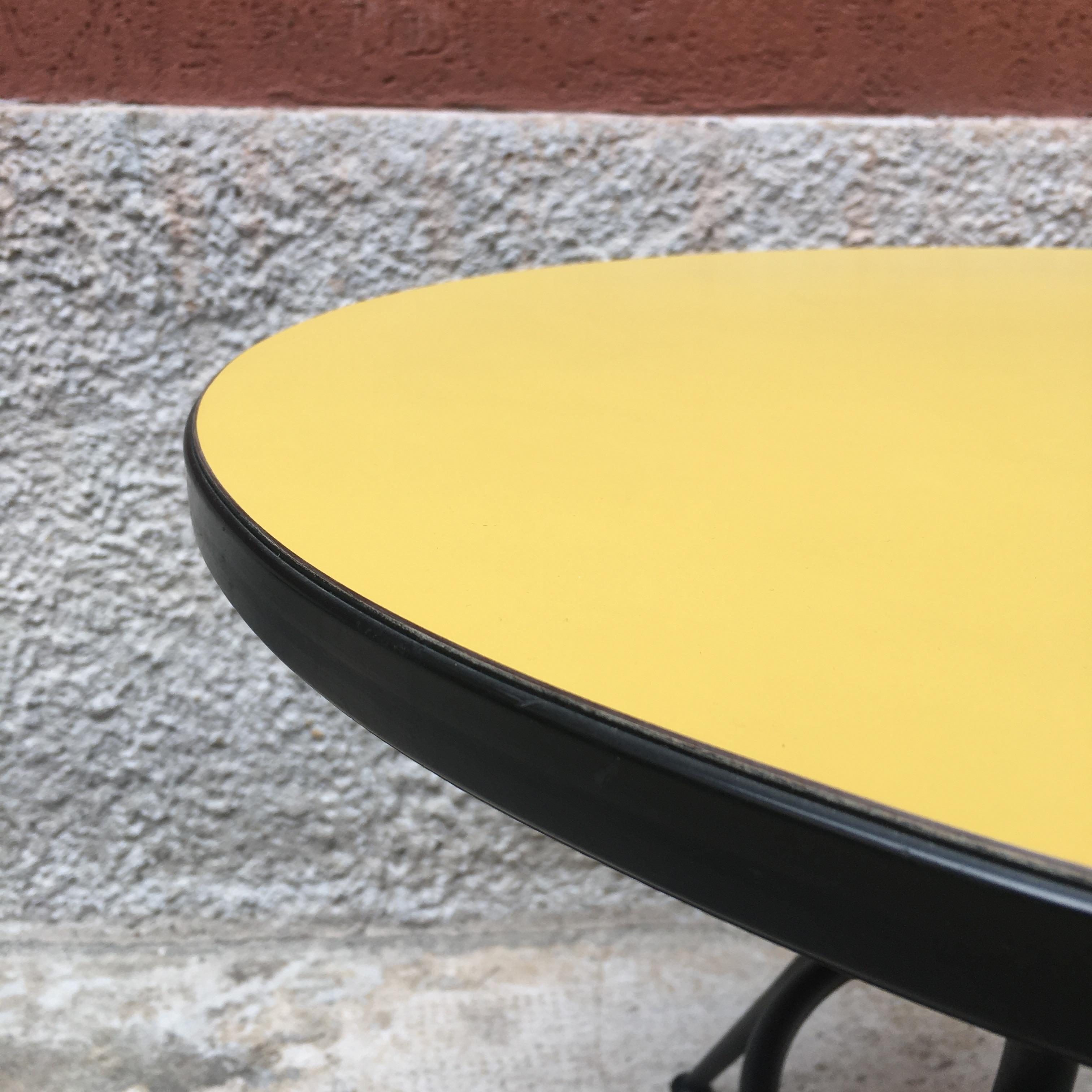 Italian Yellow Laminate and Metal Rod Coffee Table, 1960s 1