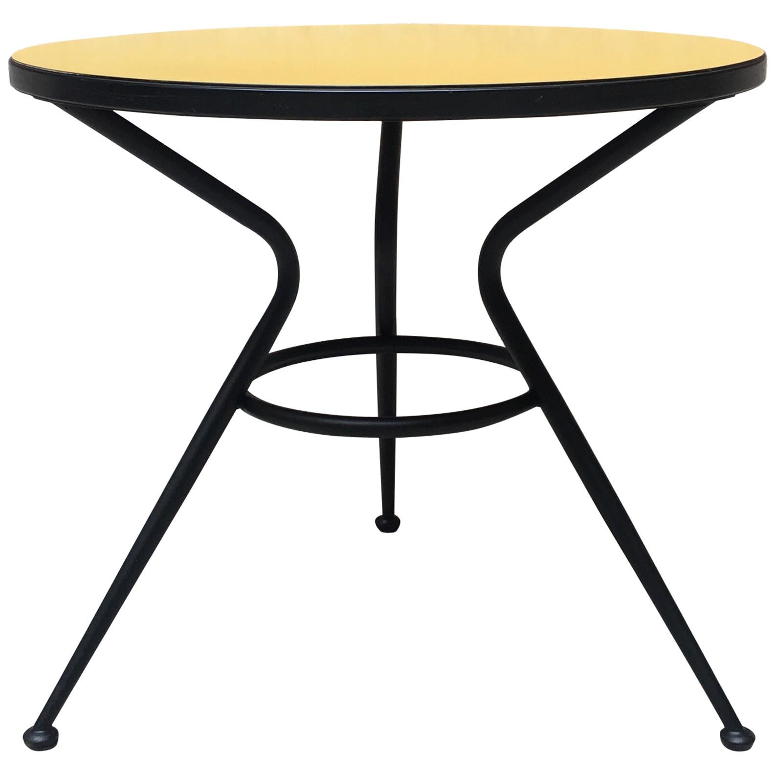 Italian Yellow Laminate and Metal Rod Coffee Table, 1960s