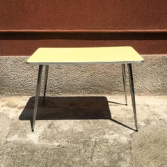 Italian yellow laminate and chromed steel kitchen table, 1960s