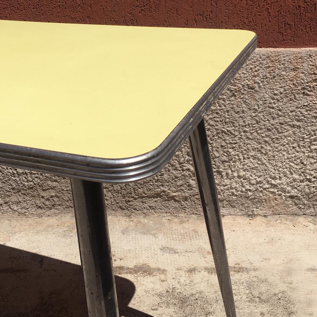 Mid-Century Modern Italian yellow laminate and chromed steel kitchen table, 1960s