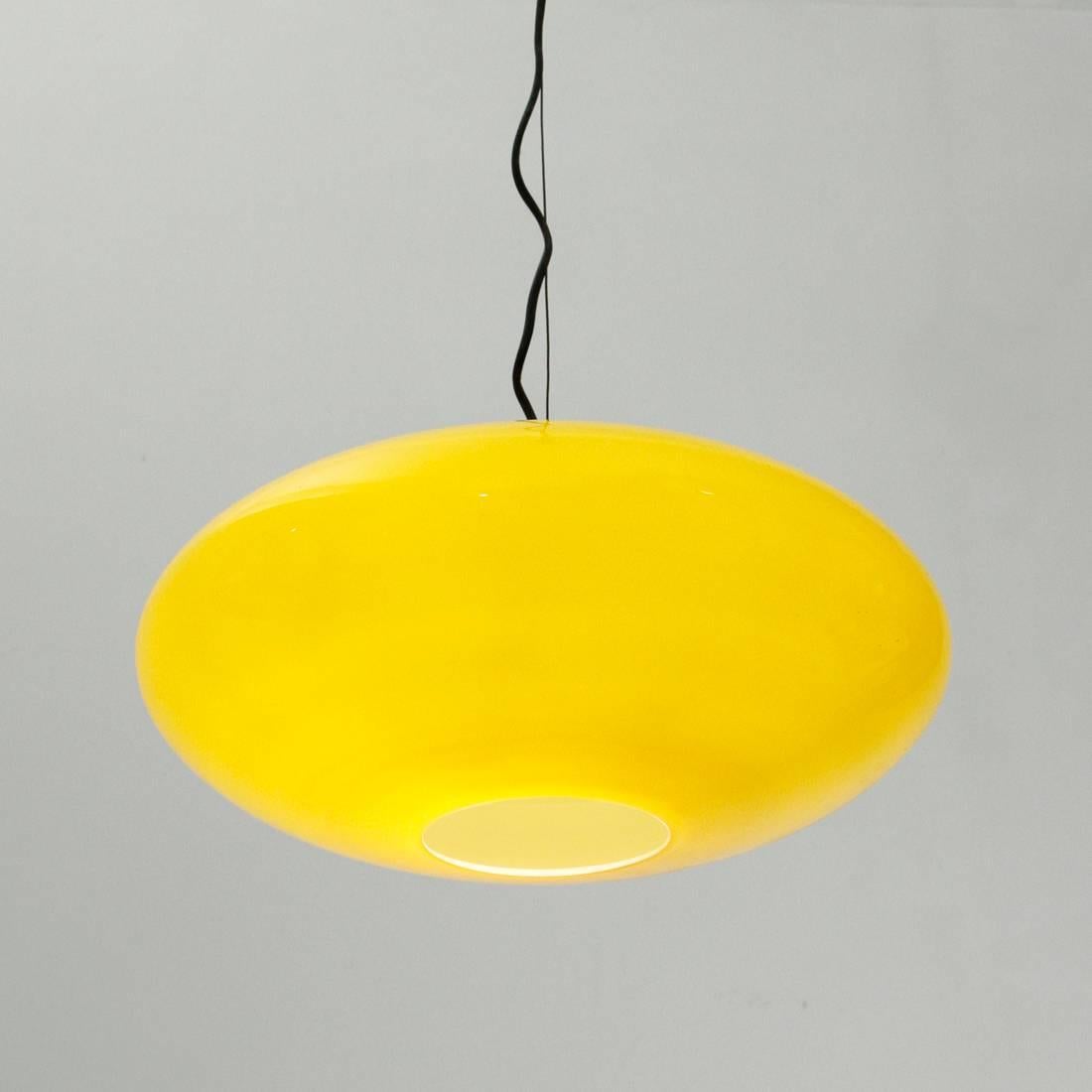 Italian Yellow Glass Pendant Lamp, 1960s 4