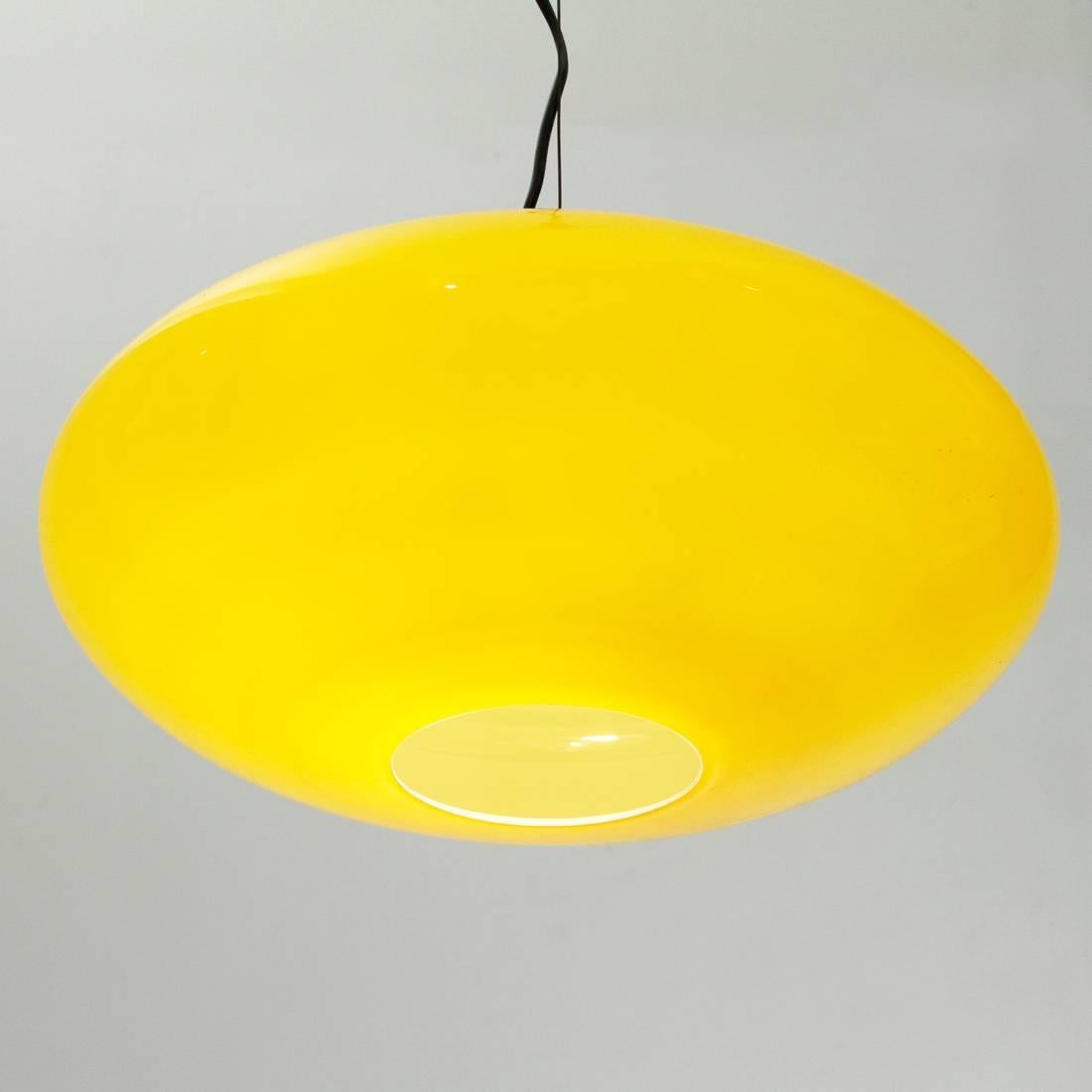 Italian Yellow Glass Pendant Lamp, 1960s 5