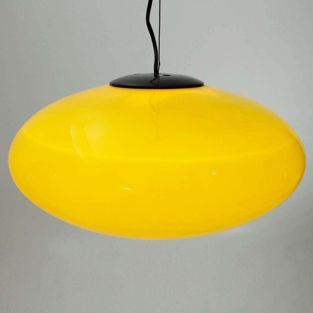 Italian Yellow Glass Pendant Lamp, 1960s 3