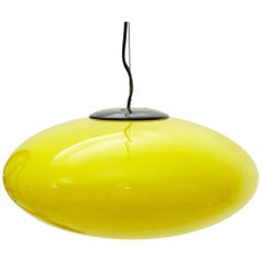 Italian Yellow Glass Pendant Lamp, 1960s