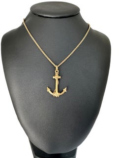 Italian Yellow Gold Anchor Shaped Pendant