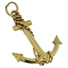 Italian Yellow Gold Anchor Shaped Pendant