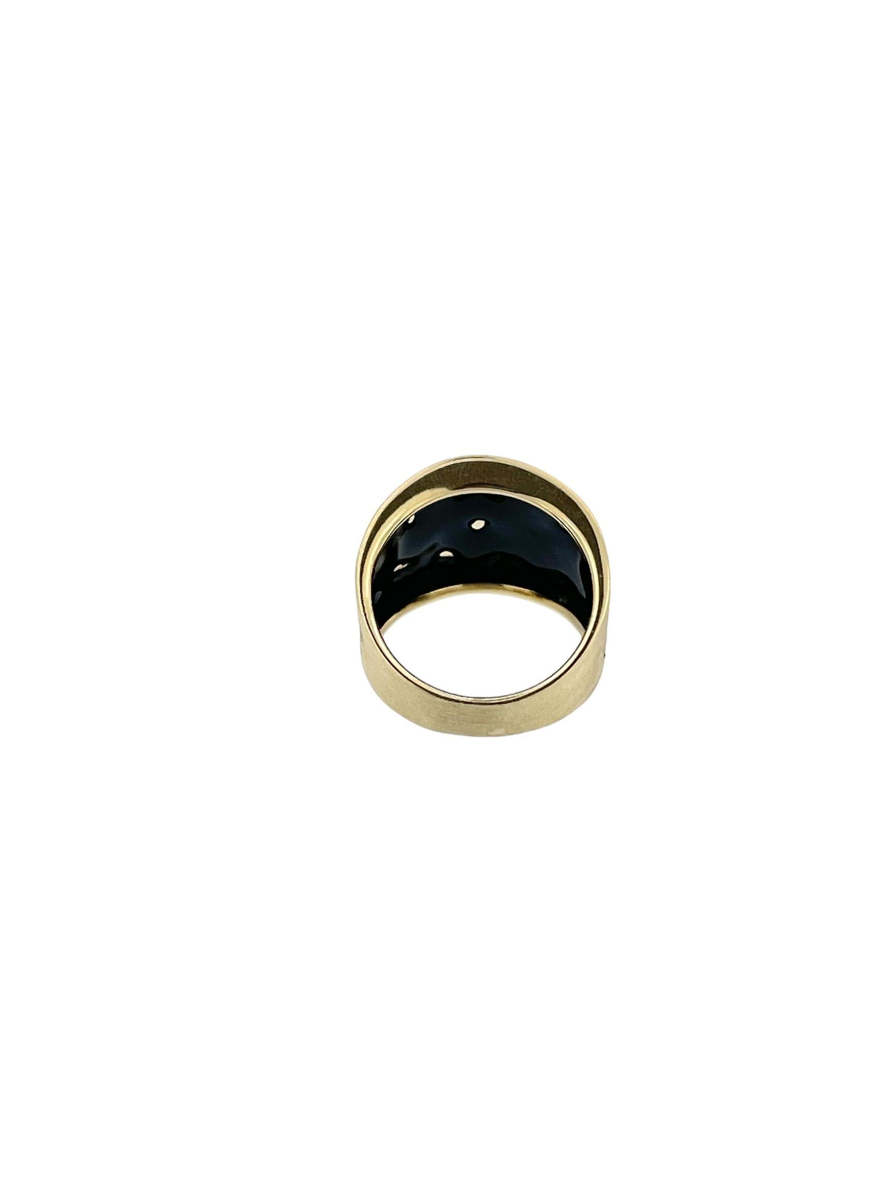 Italian Yellow Gold Band Ring with Black Enamel For Sale 2