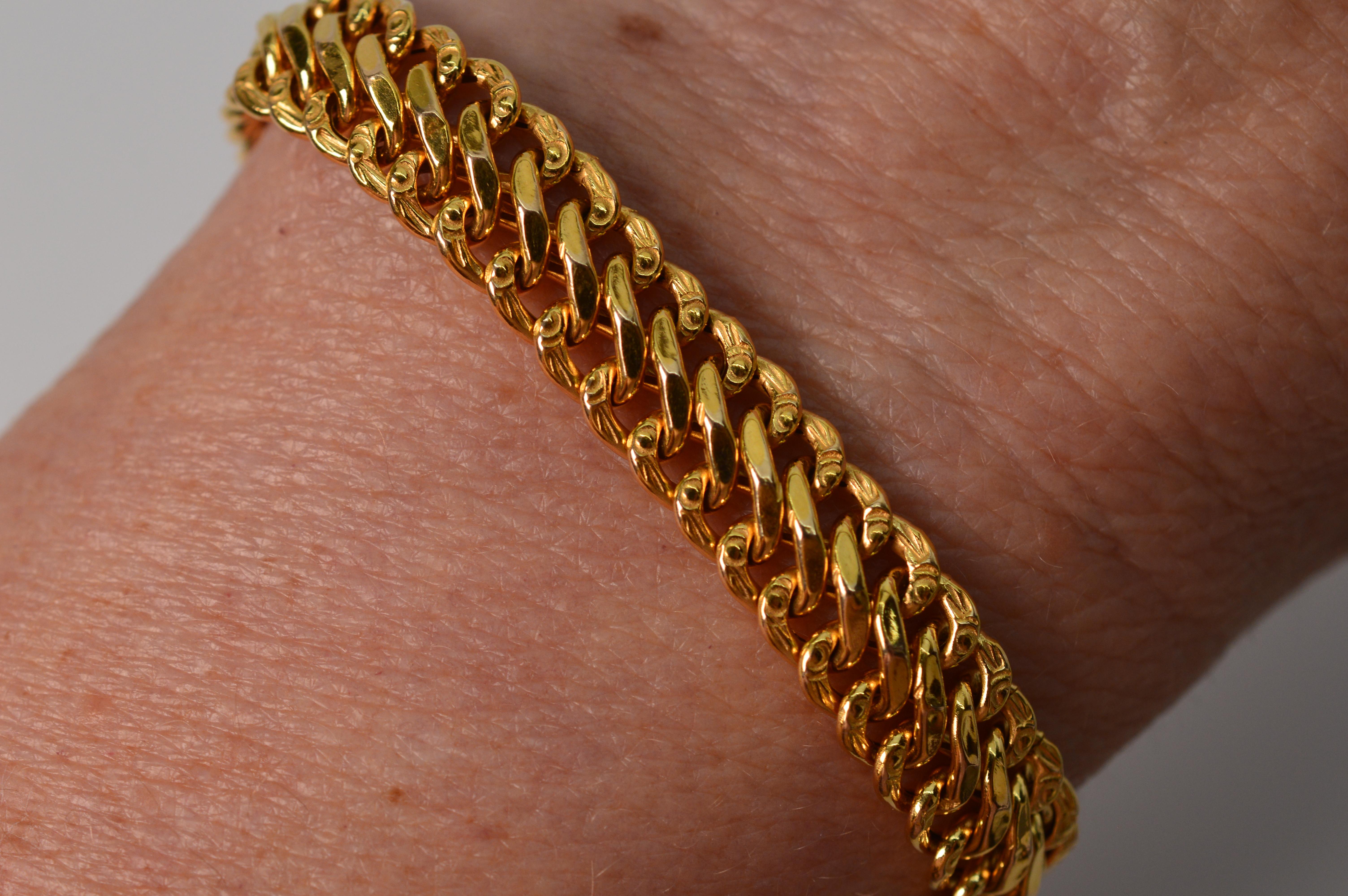 Women's or Men's Italian Yellow Gold Bismarck Chain Bracelet For Sale