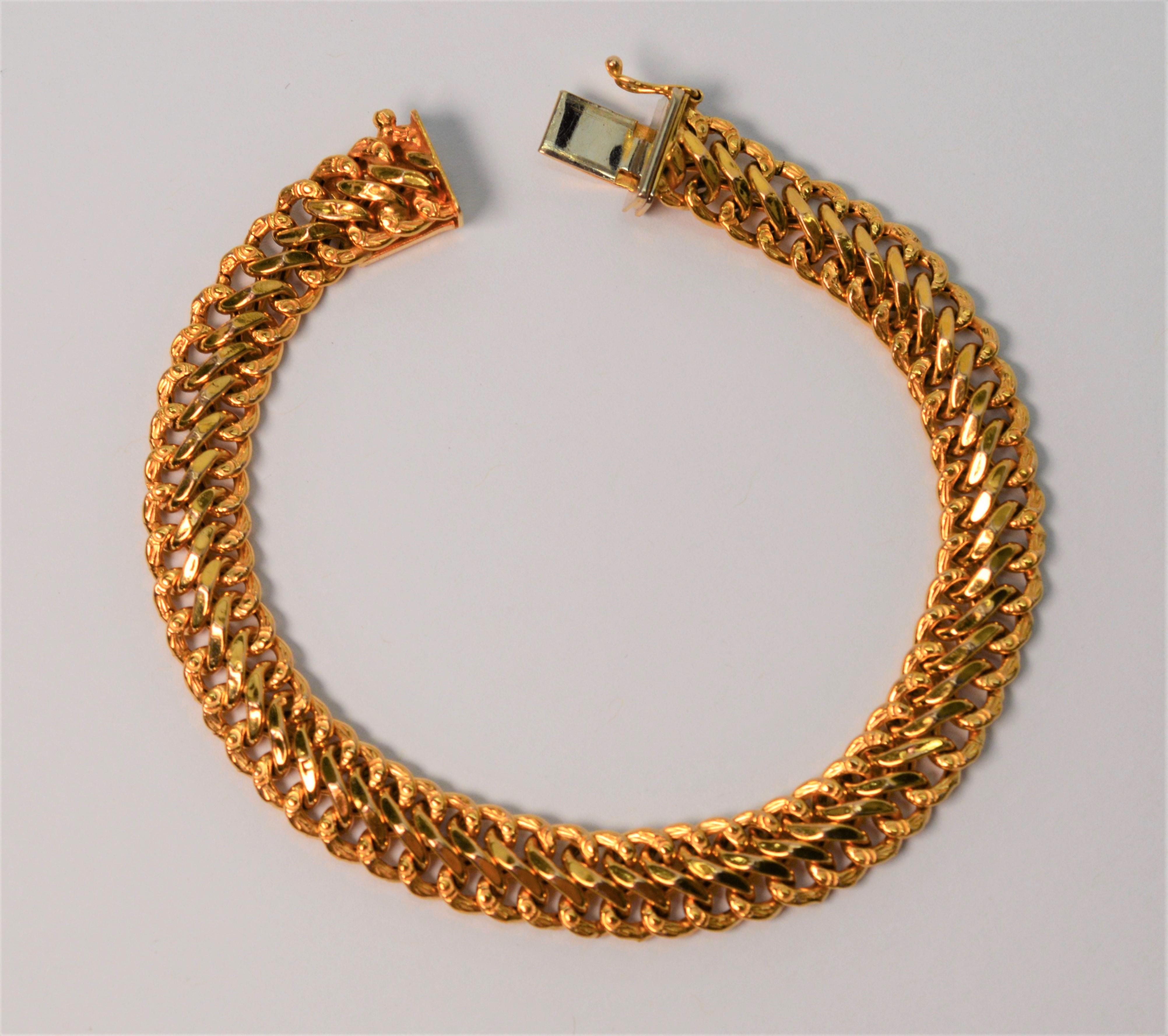 Italian Yellow Gold Bismarck Chain Bracelet For Sale 1