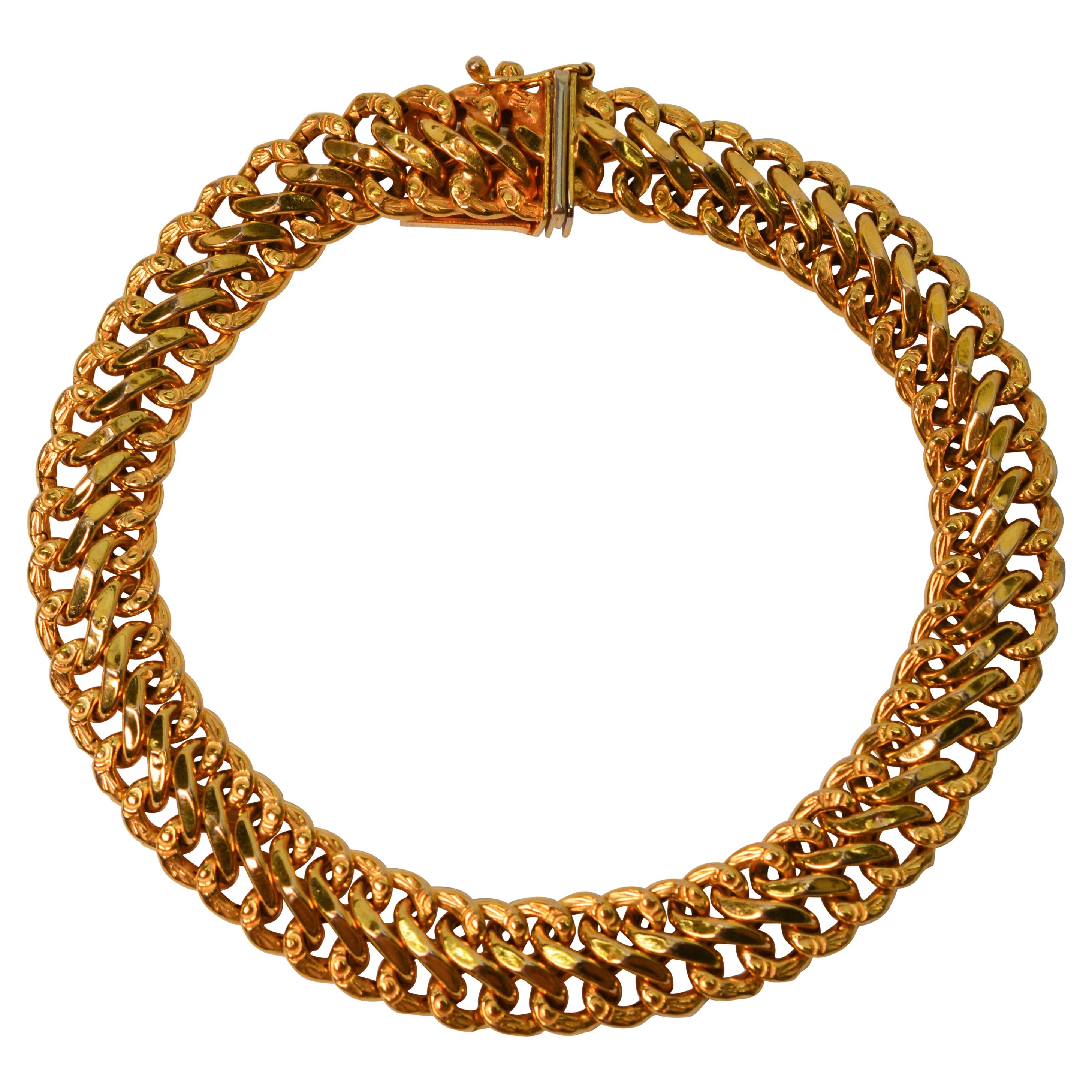 Italian Yellow Gold Bismarck Chain Bracelet For Sale