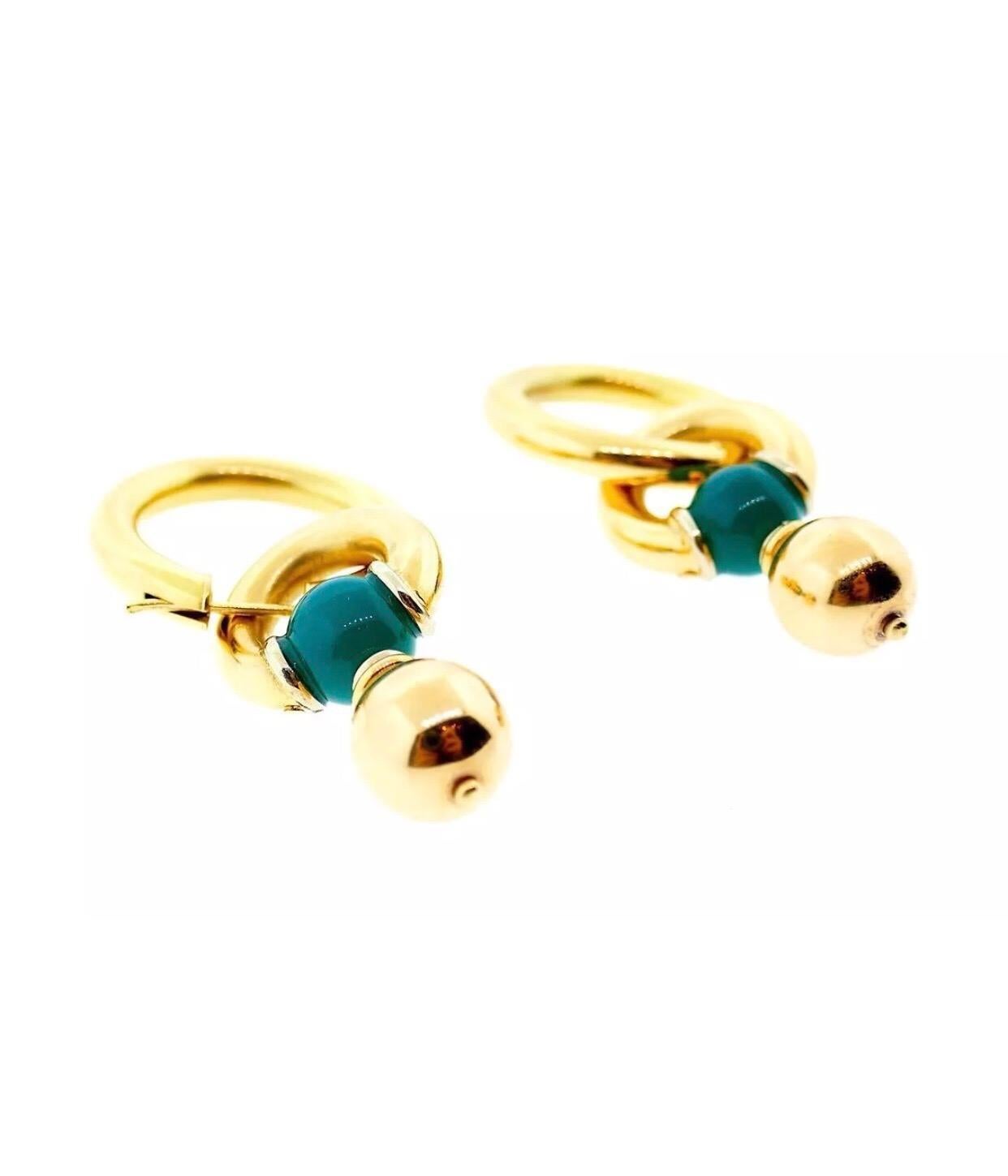 Italian Yellow Gold Chrysoprase Interchangeable Earrings In Excellent Condition In Beverly Hills, CA