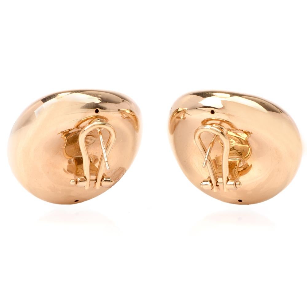 Italian Yellow Gold Clip-Back Stud Earrings In Good Condition In Miami, FL