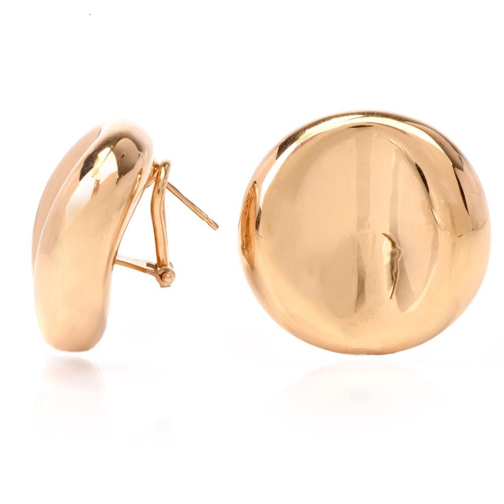 Women's Italian Yellow Gold Clip-Back Stud Earrings