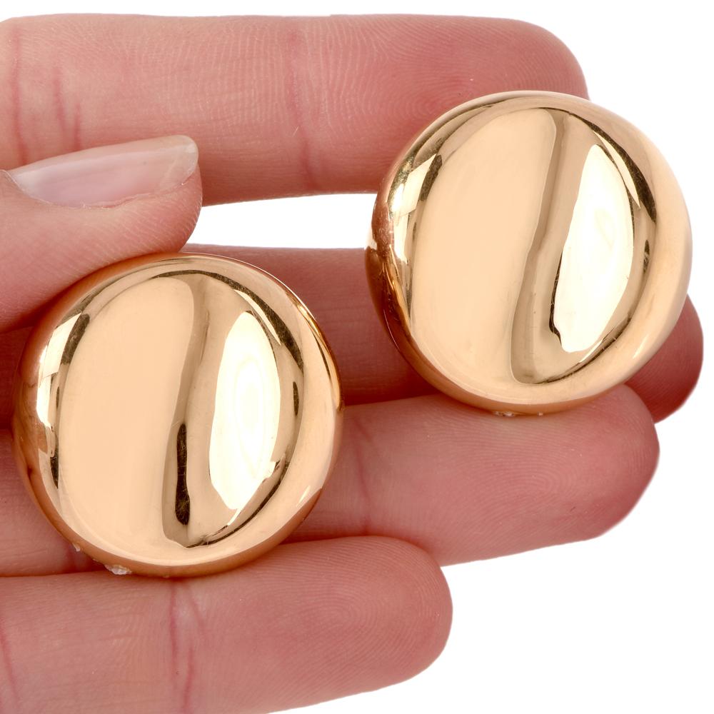 Italian Yellow Gold Clip-Back Stud Earrings 1