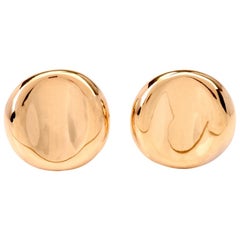 Italian Yellow Gold Clip-Back Stud Earrings