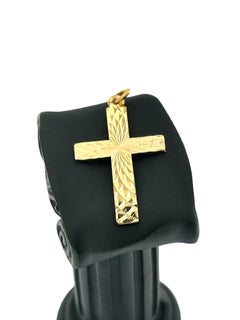 Italian Yellow Gold Cross "Sun Rays" Design