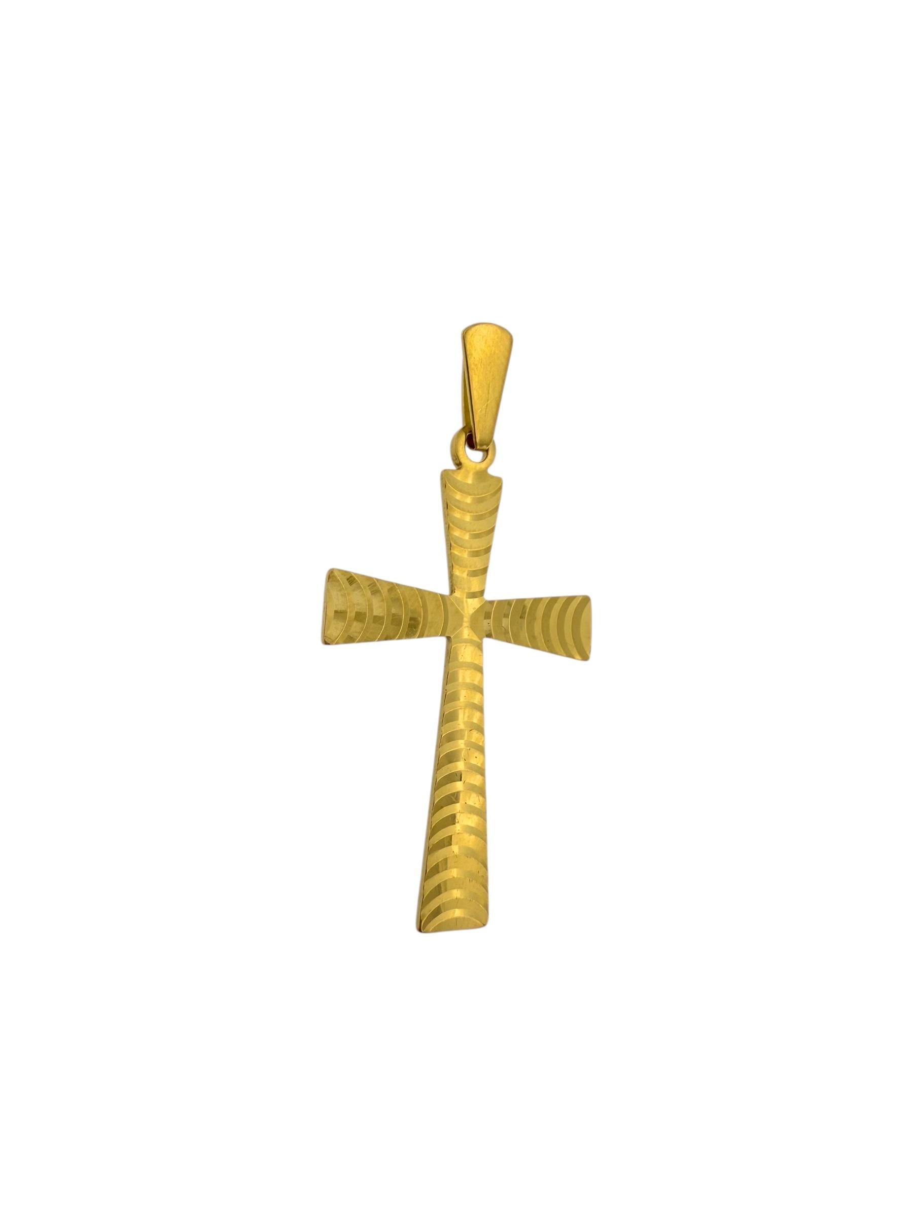 Croix italienne en or jaune au design géométrique Bon état - En vente à Esch sur Alzette, Esch-sur-Alzette