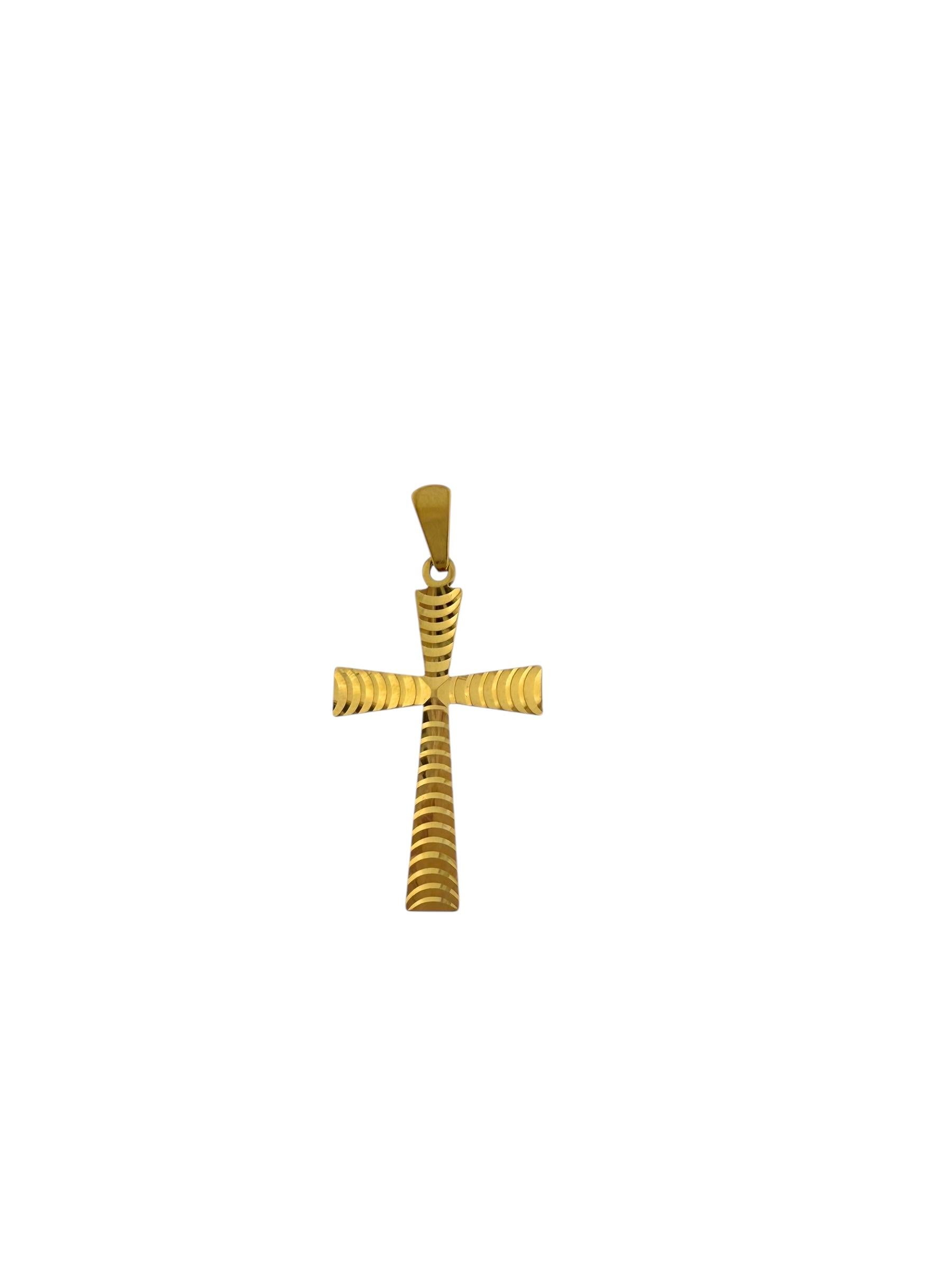 Croix italienne en or jaune au design géométrique Unisexe en vente