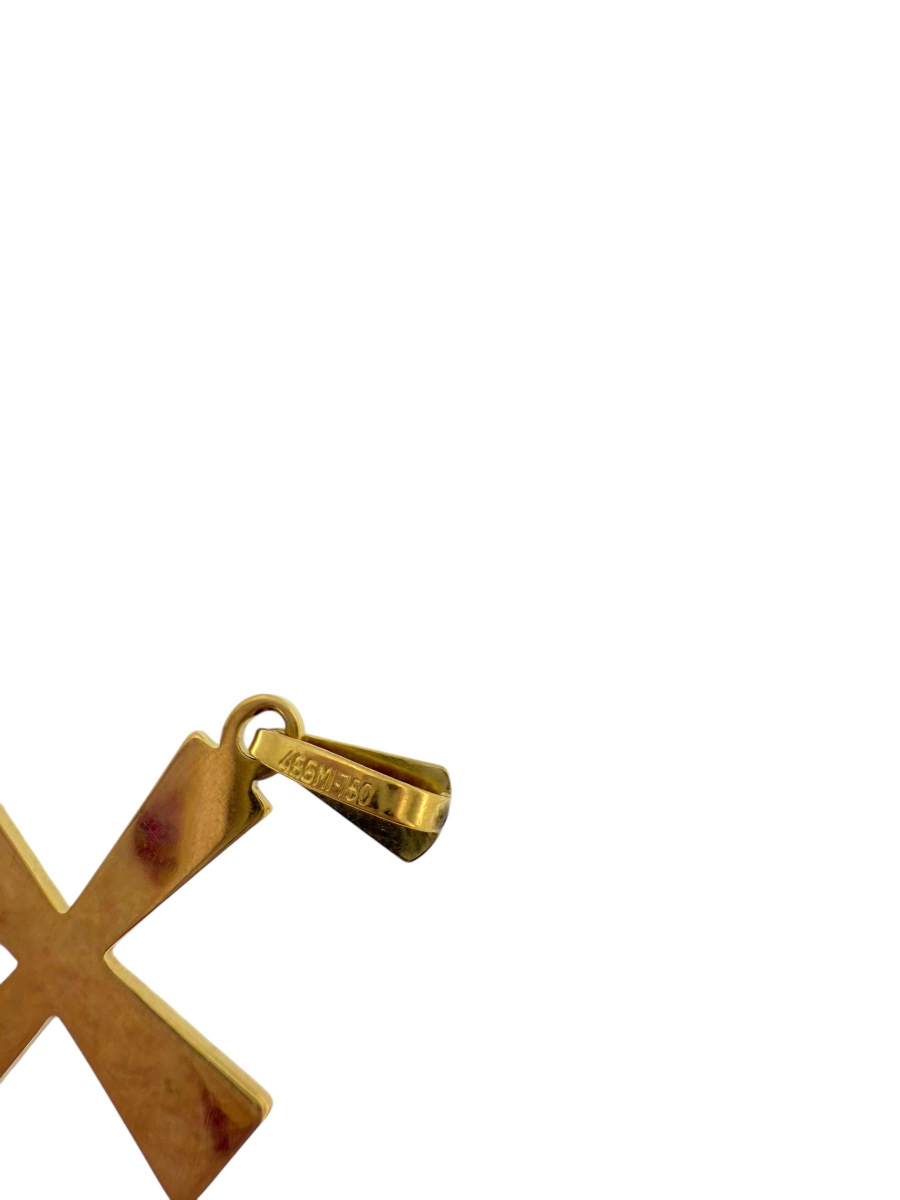 Croix italienne en or jaune au design géométrique en vente 2