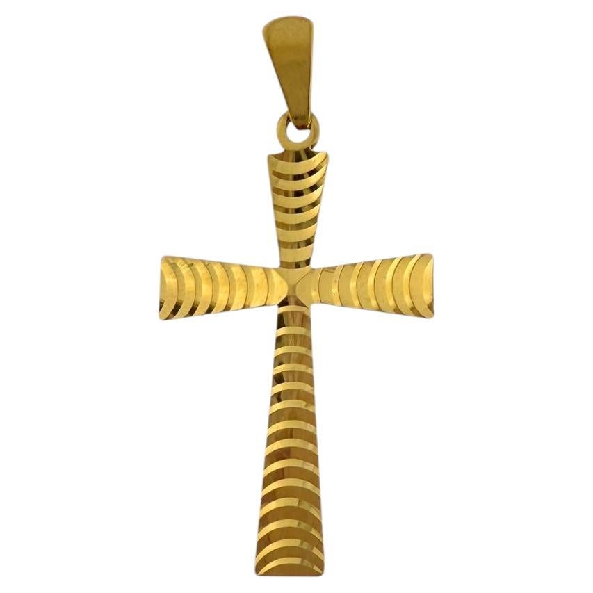 Cruz Italiana de Oro Amarillo con Diseño Geométrico