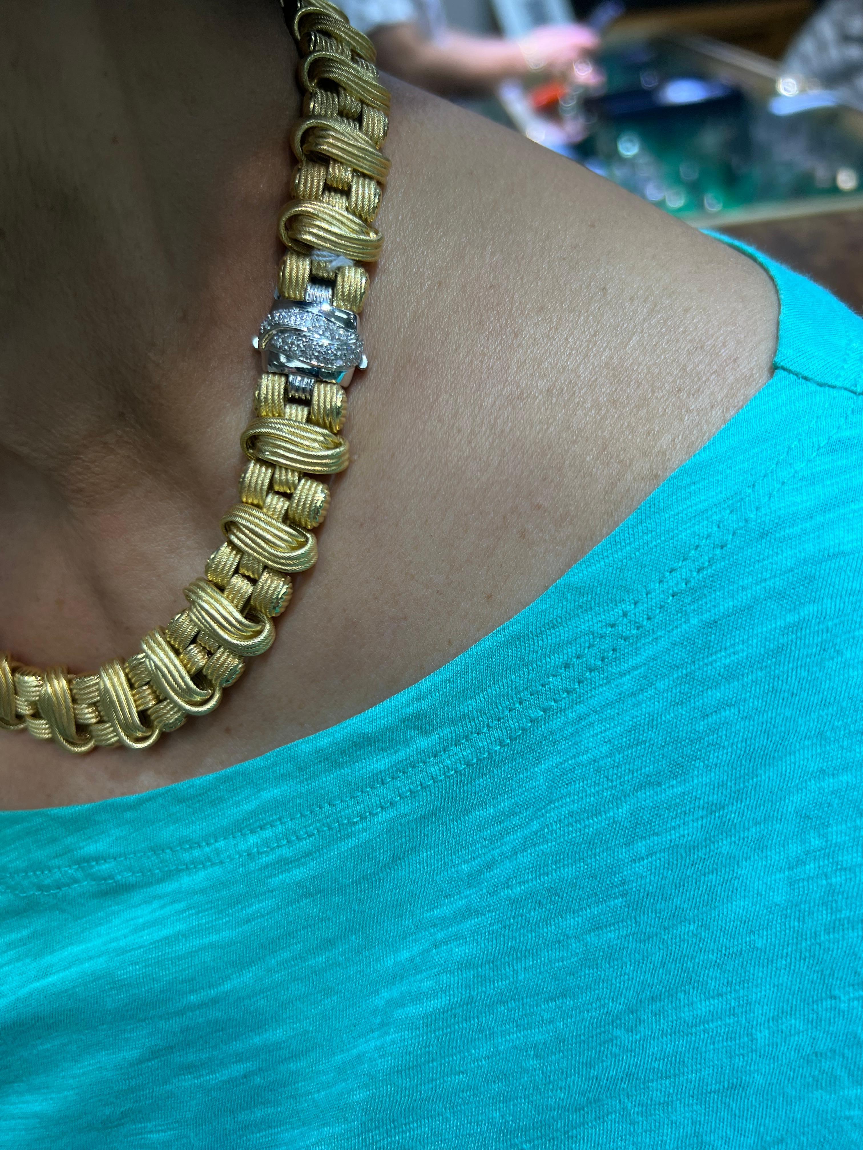 Italienische Gelbgold Diamant A Link Halskette 1