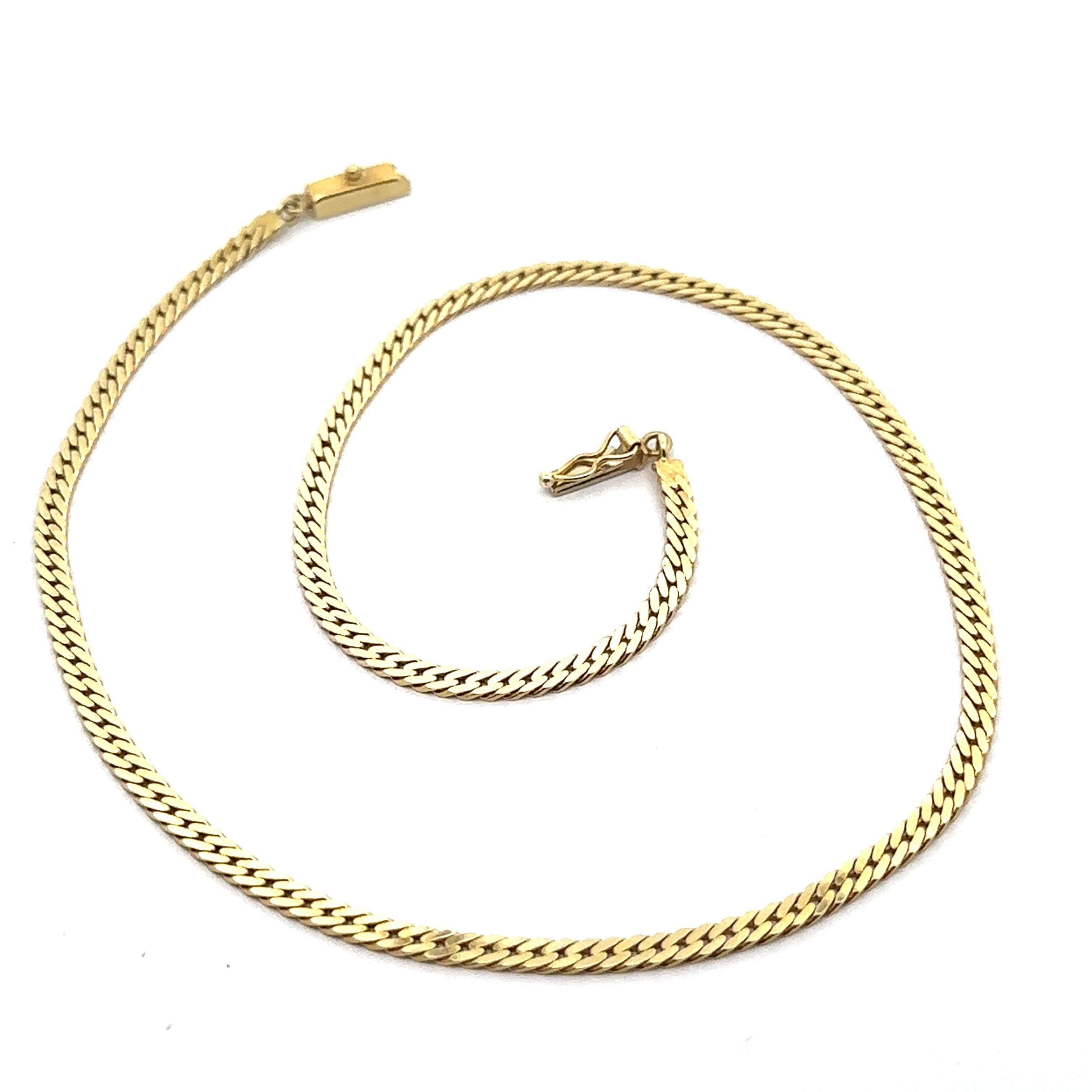 Collier ras du cou italien en or jaune à maillons cubains 15 pouces en vente 1