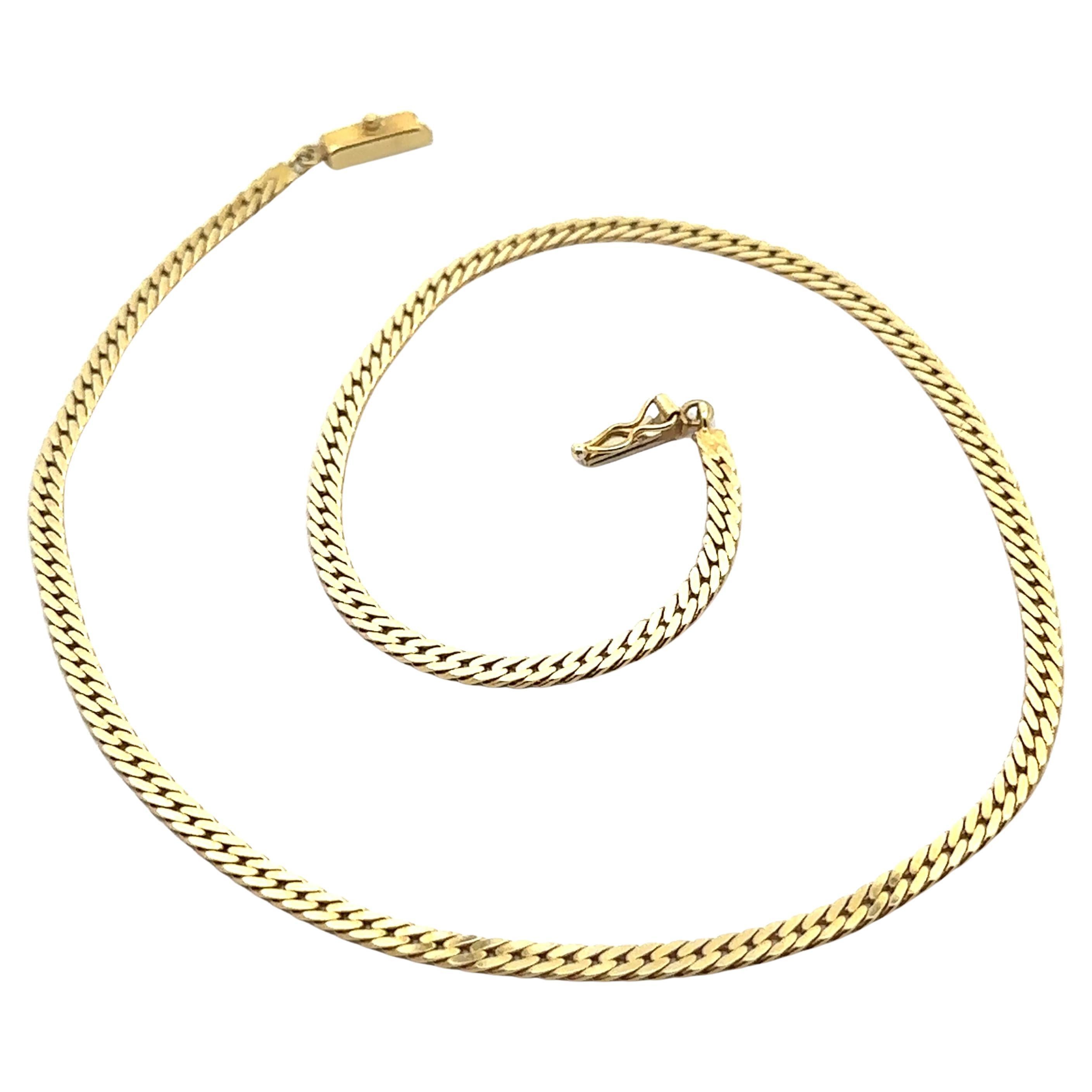 Italienische Gelbgold flache Kandare kubanische Link Kette Choker Halskette 15 in.