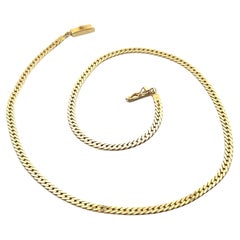 Collar gargantilla de cadena de eslabones cubanos de oro amarillo plano italiano 15 pulg.