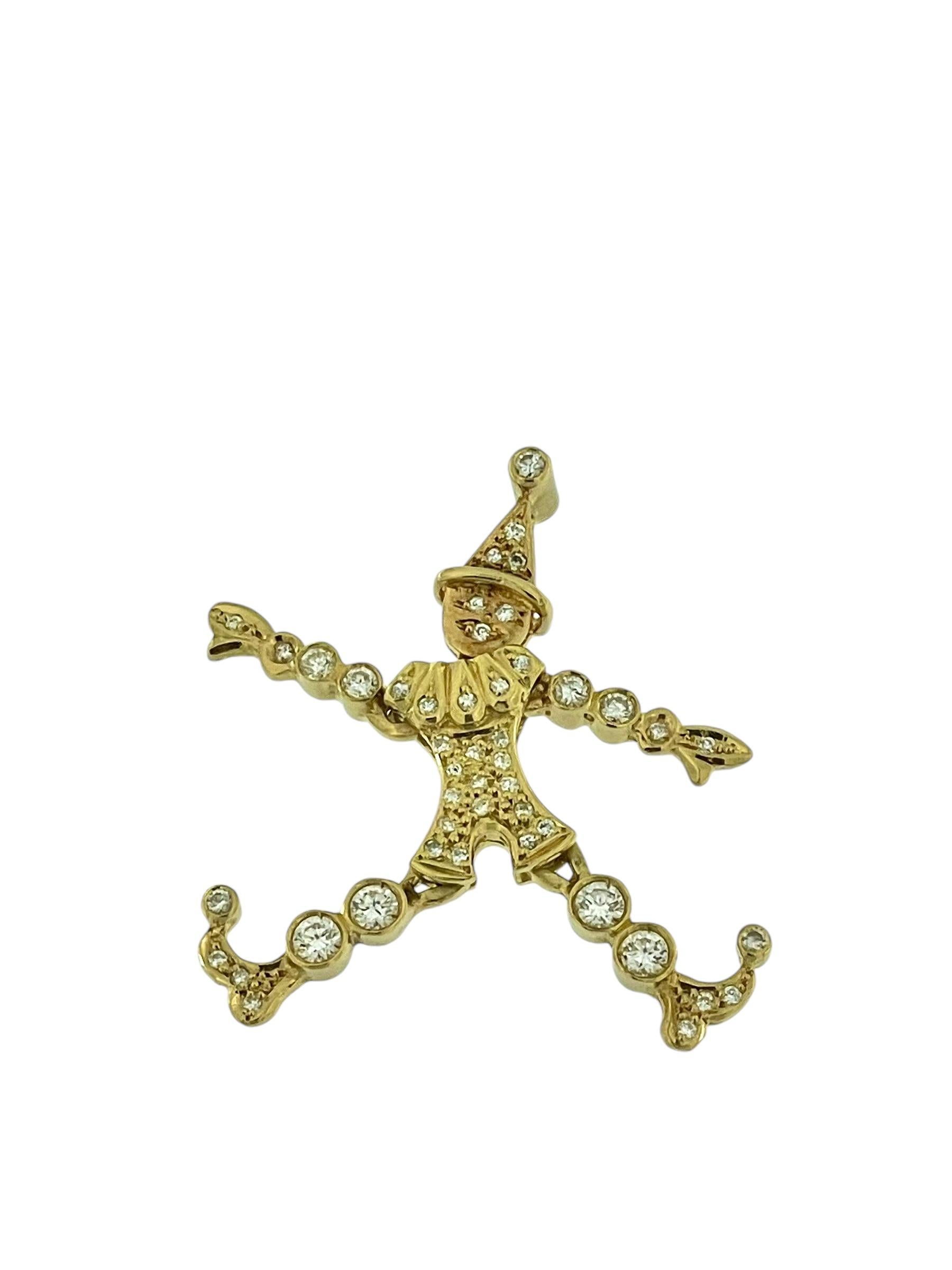 Brilliant Cut Italian Yellow Gold Harlequin Flexible Pendant with Diamonds For Sale
