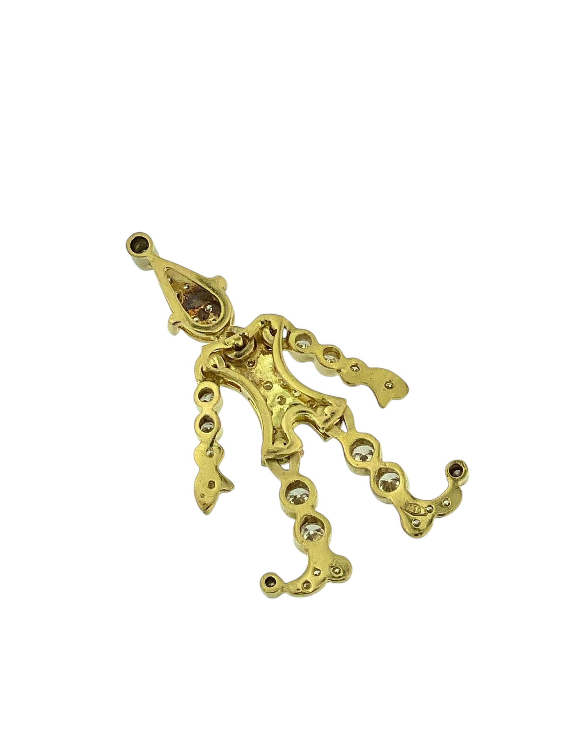Italian Yellow Gold Harlequin Flexible Pendant with Diamonds In Good Condition For Sale In Esch sur Alzette, Esch-sur-Alzette