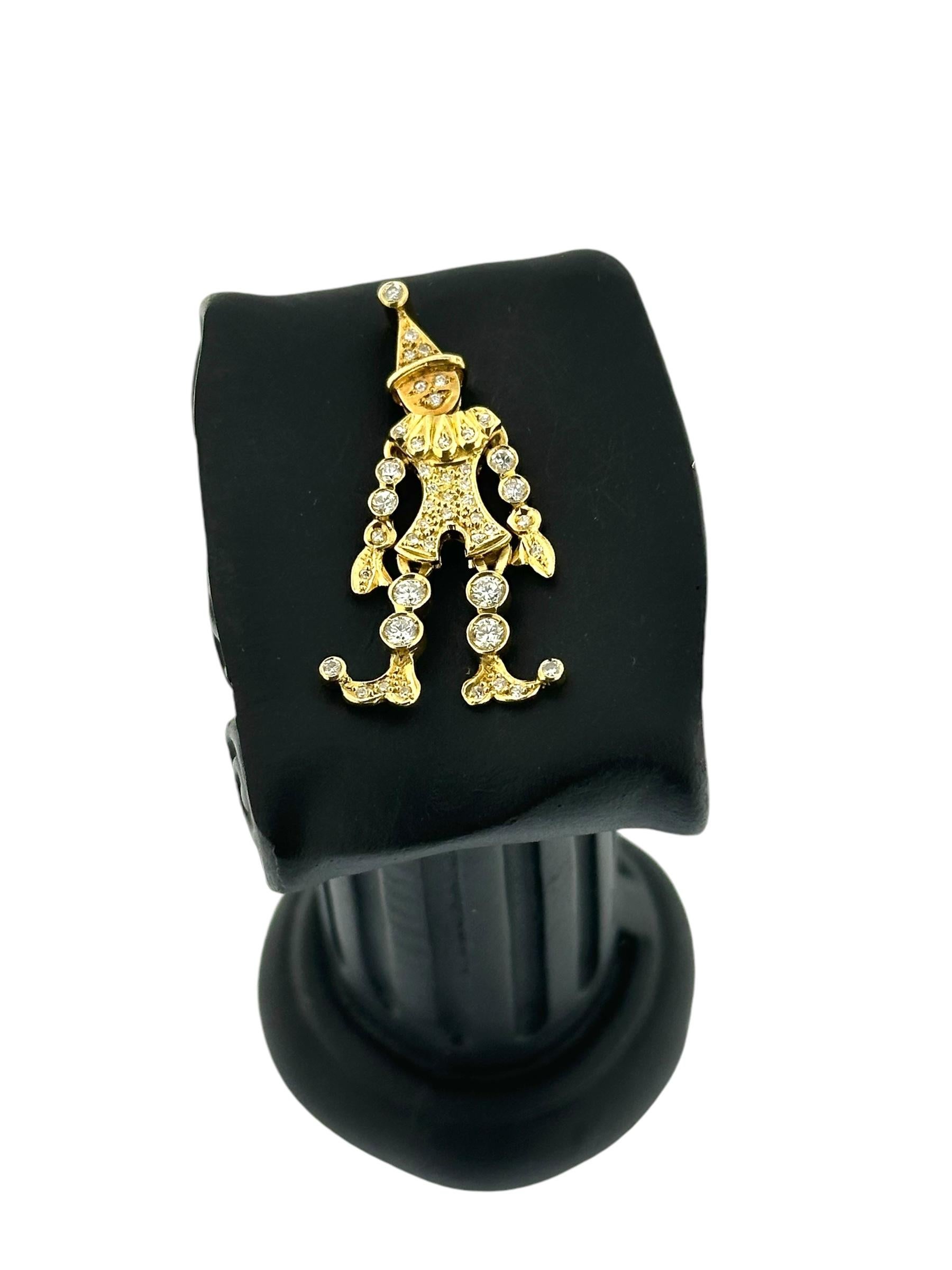 Women's or Men's Italian Yellow Gold Harlequin Flexible Pendant with Diamonds For Sale