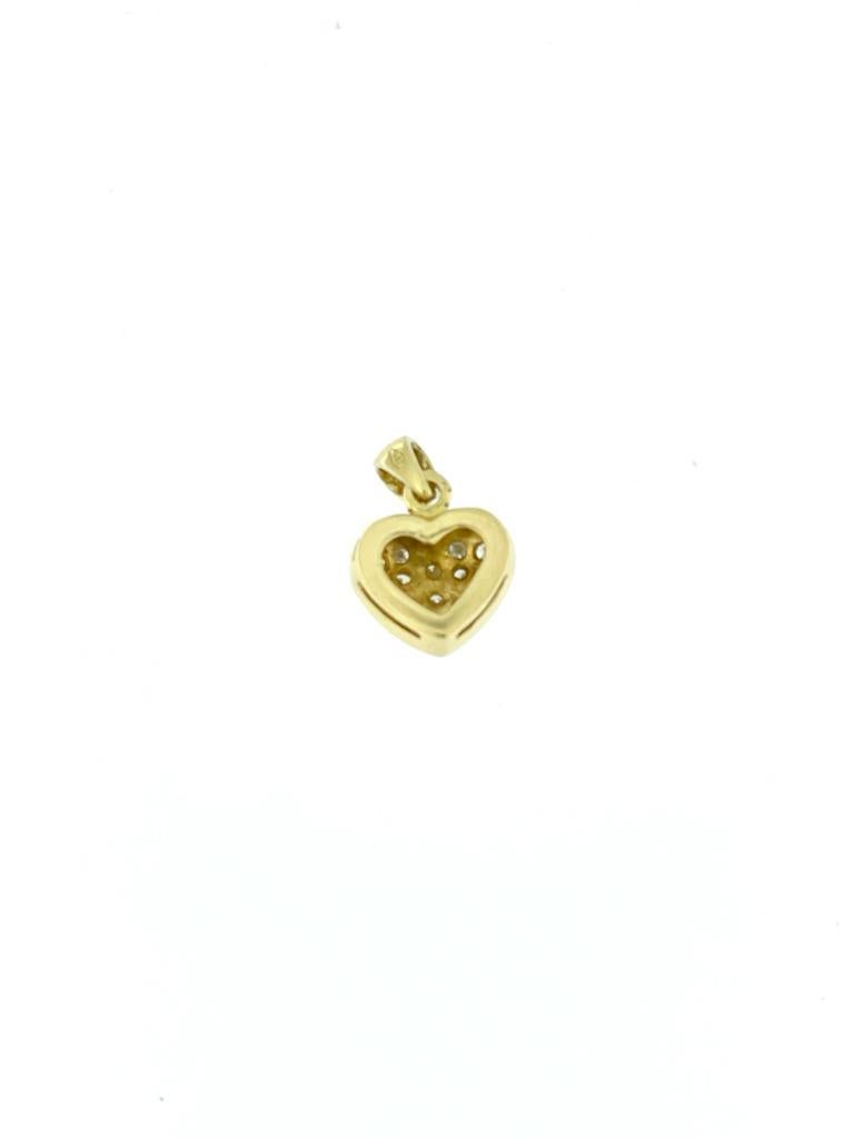 Contemporary Italian Yellow Gold Heart Pendant with Diamonds For Sale