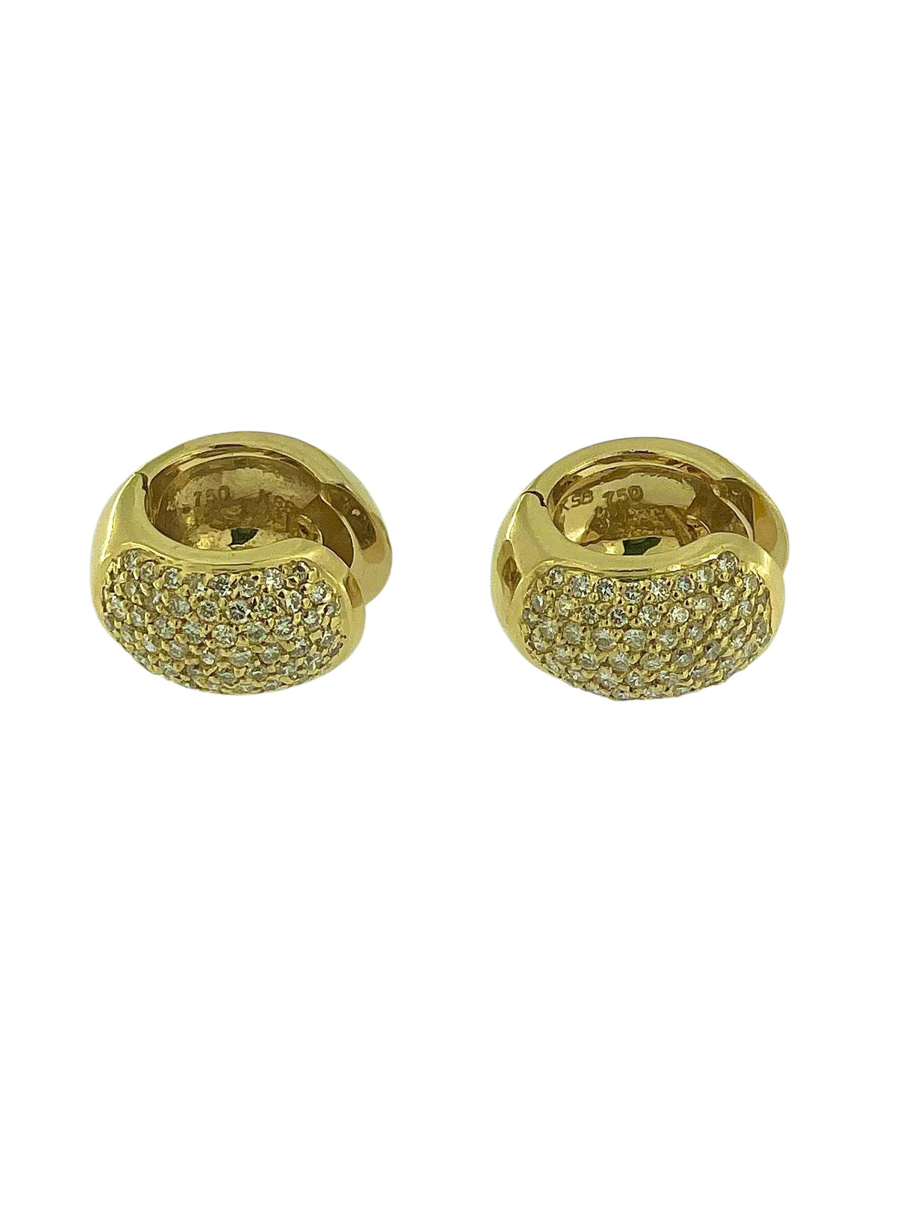 Créoles italiennes en or jaune avec diamants en vente 2