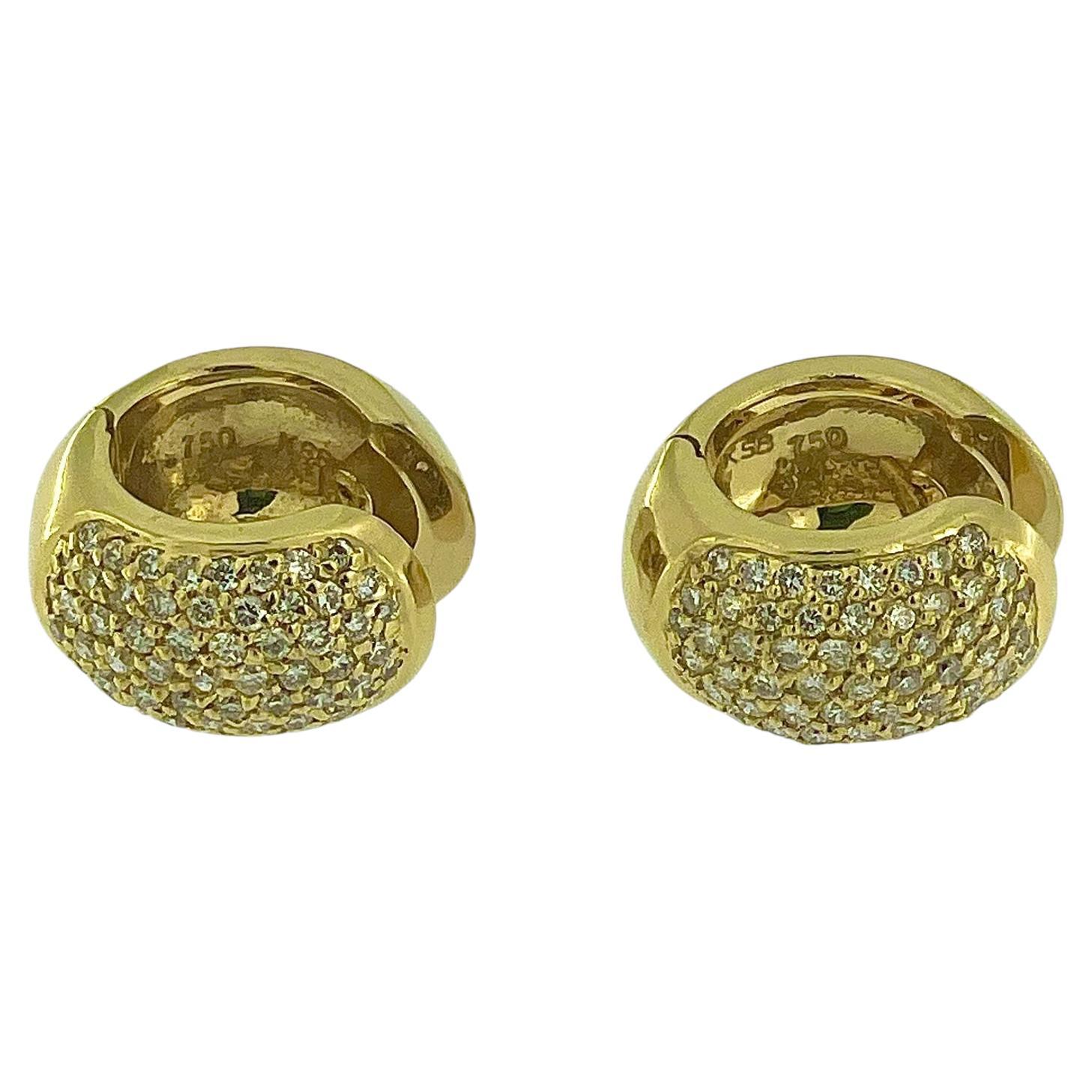 Créoles italiennes en or jaune avec diamants