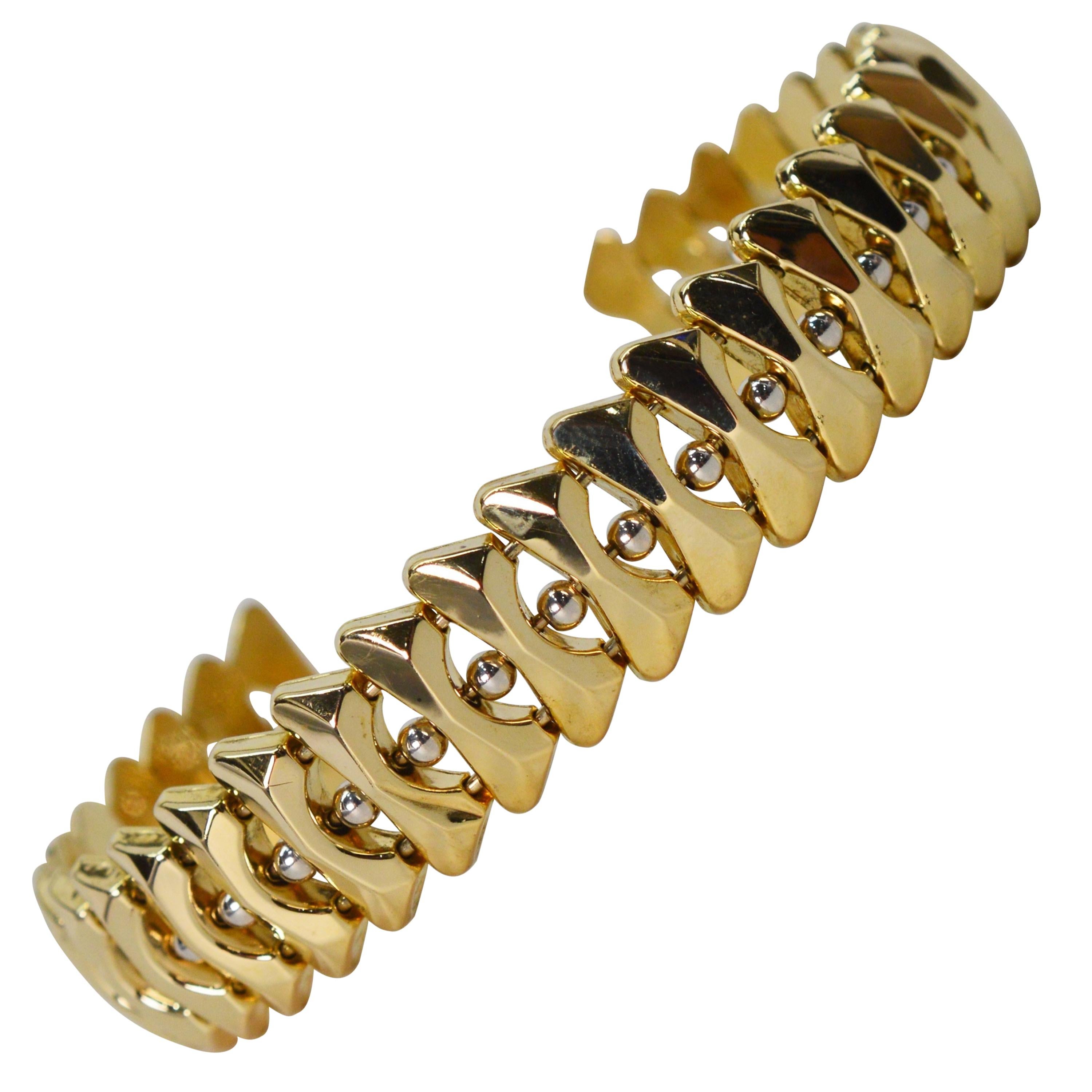 Rose Gold Diamond Link Cuff Bracelet For Sale at 1stDibs