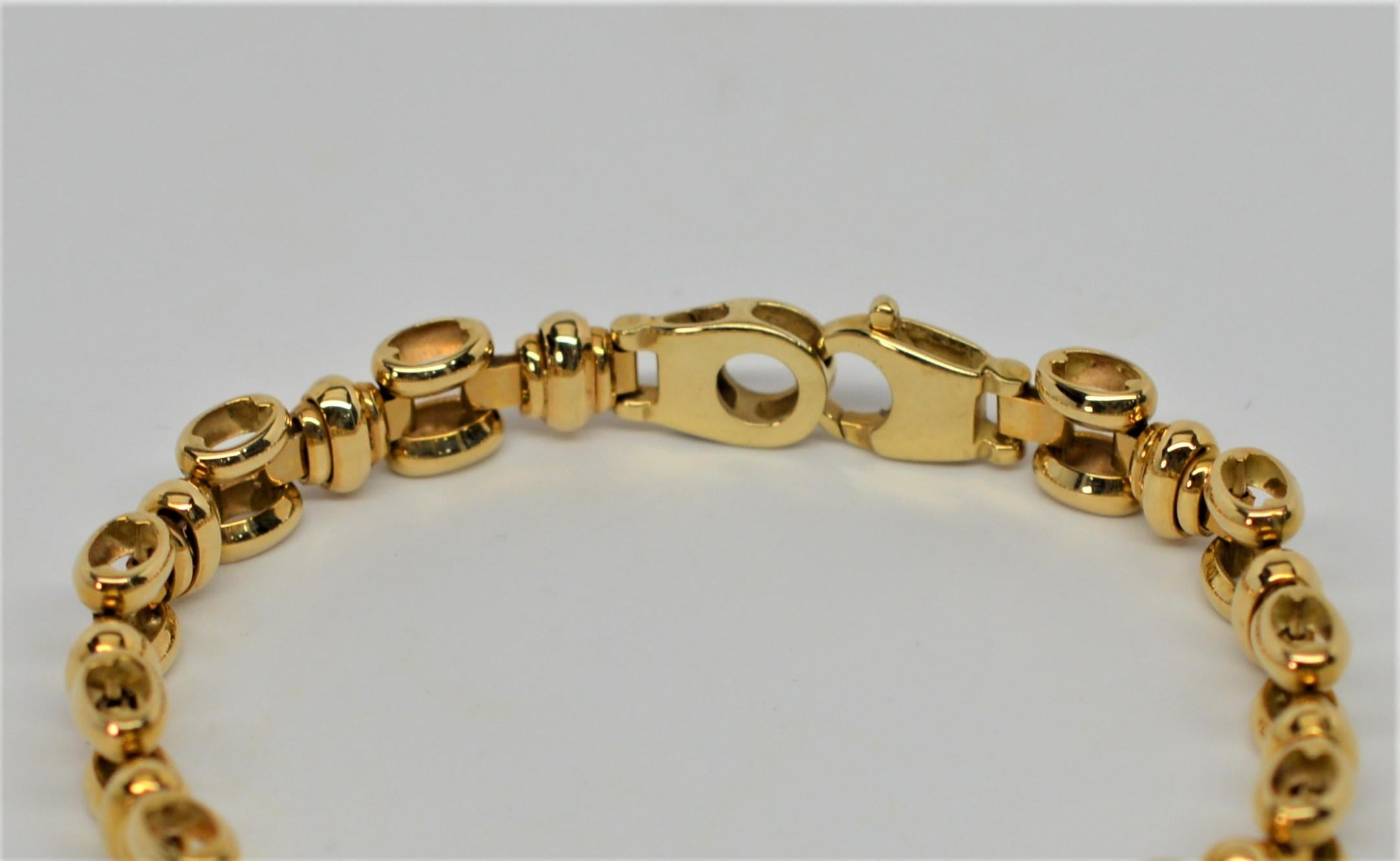Women's Contemporary Italian 14 Karat Yellow Gold Square Link Bracelet