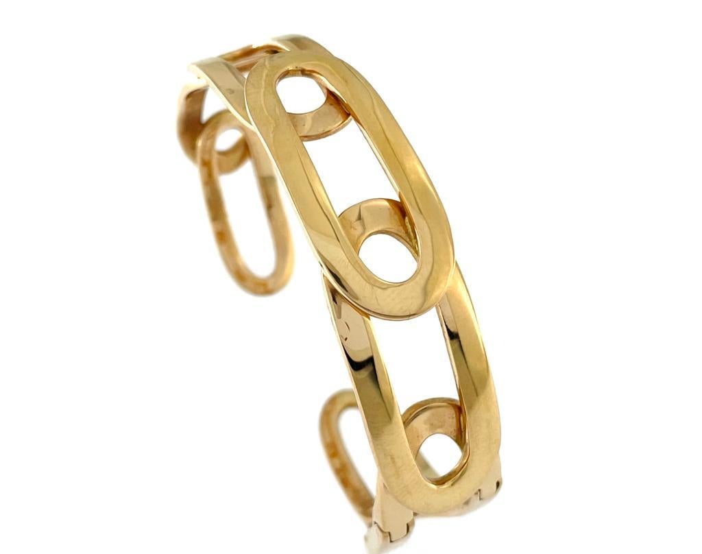 Italian Yellow Gold Link Cuff Bracelet signed by New Ander In Good Condition For Sale In Esch-Sur-Alzette, LU