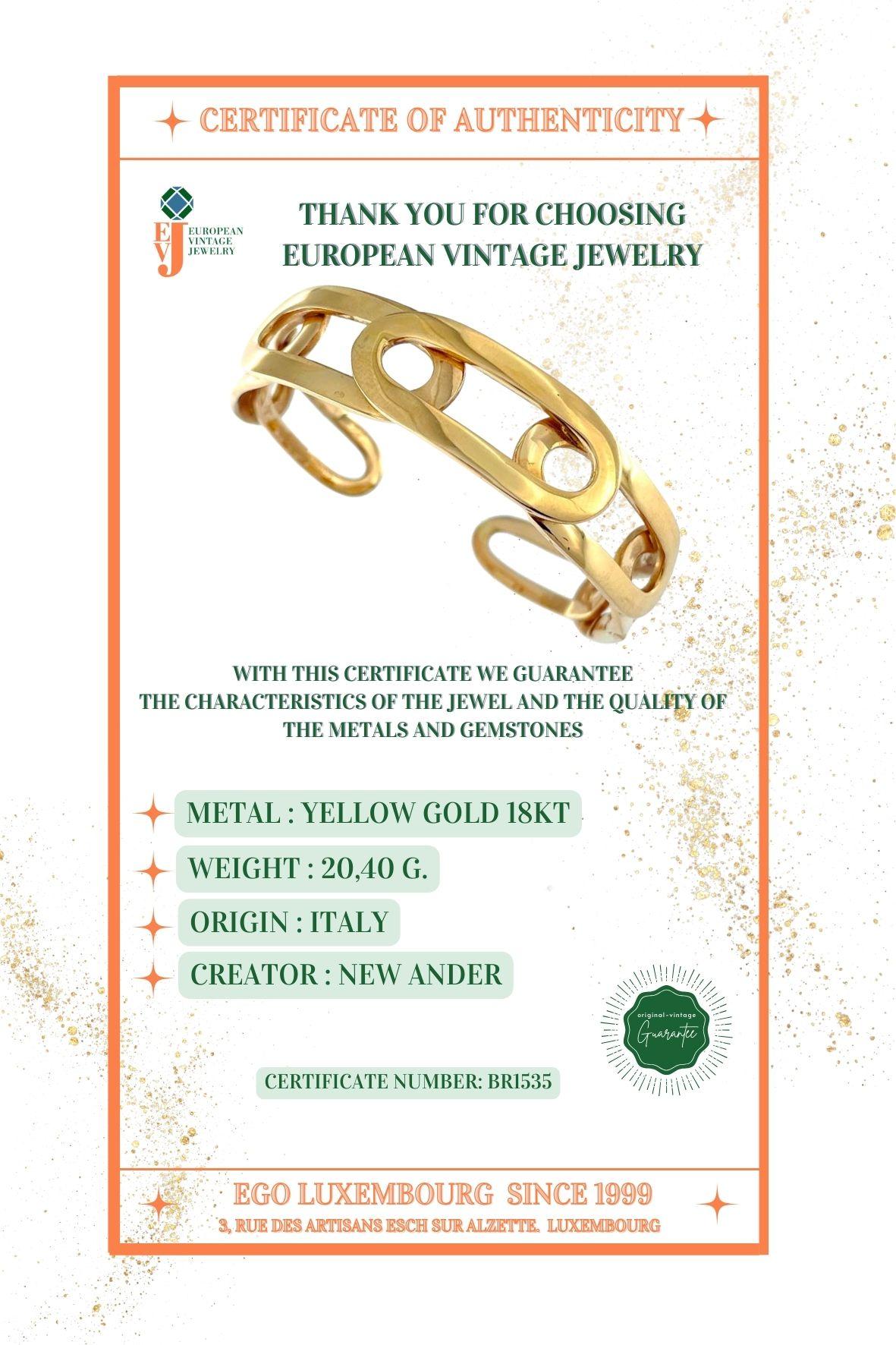 Italienisches Gliederarmband aus Gelbgold, signiert von New Ander im Angebot 2