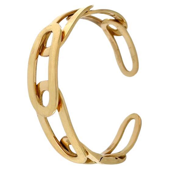 Italian Yellow Gold Link Cuff Bracelet signed by New Ander