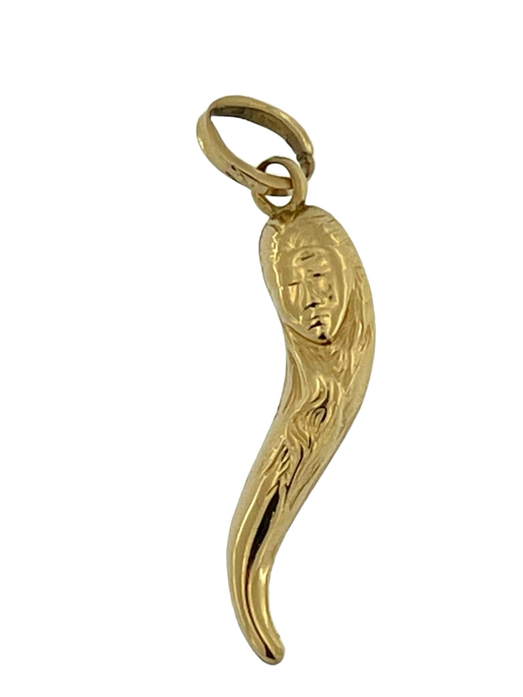Pendentif italien en or jaune Lucky Horn Bon état - En vente à Esch sur Alzette, Esch-sur-Alzette