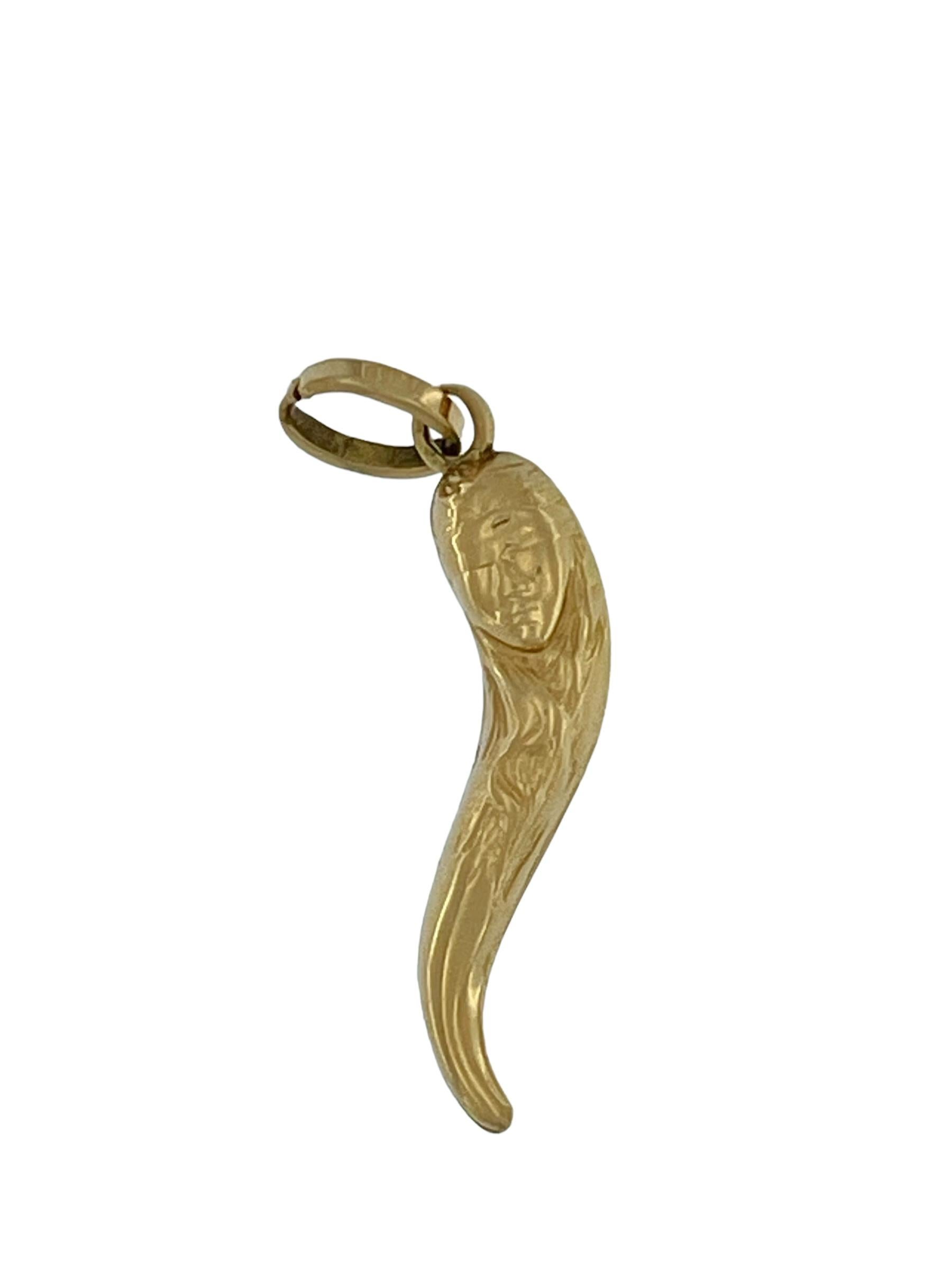 Pendentif italien en or jaune Lucky Horn en vente 1
