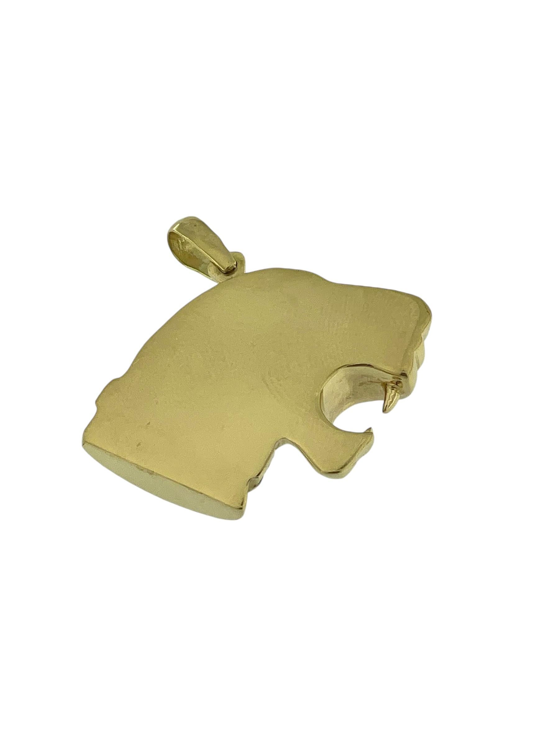 Pendentif tête de panthère italienne en or jaune avec diamants et rubis Bon état - En vente à Esch sur Alzette, Esch-sur-Alzette