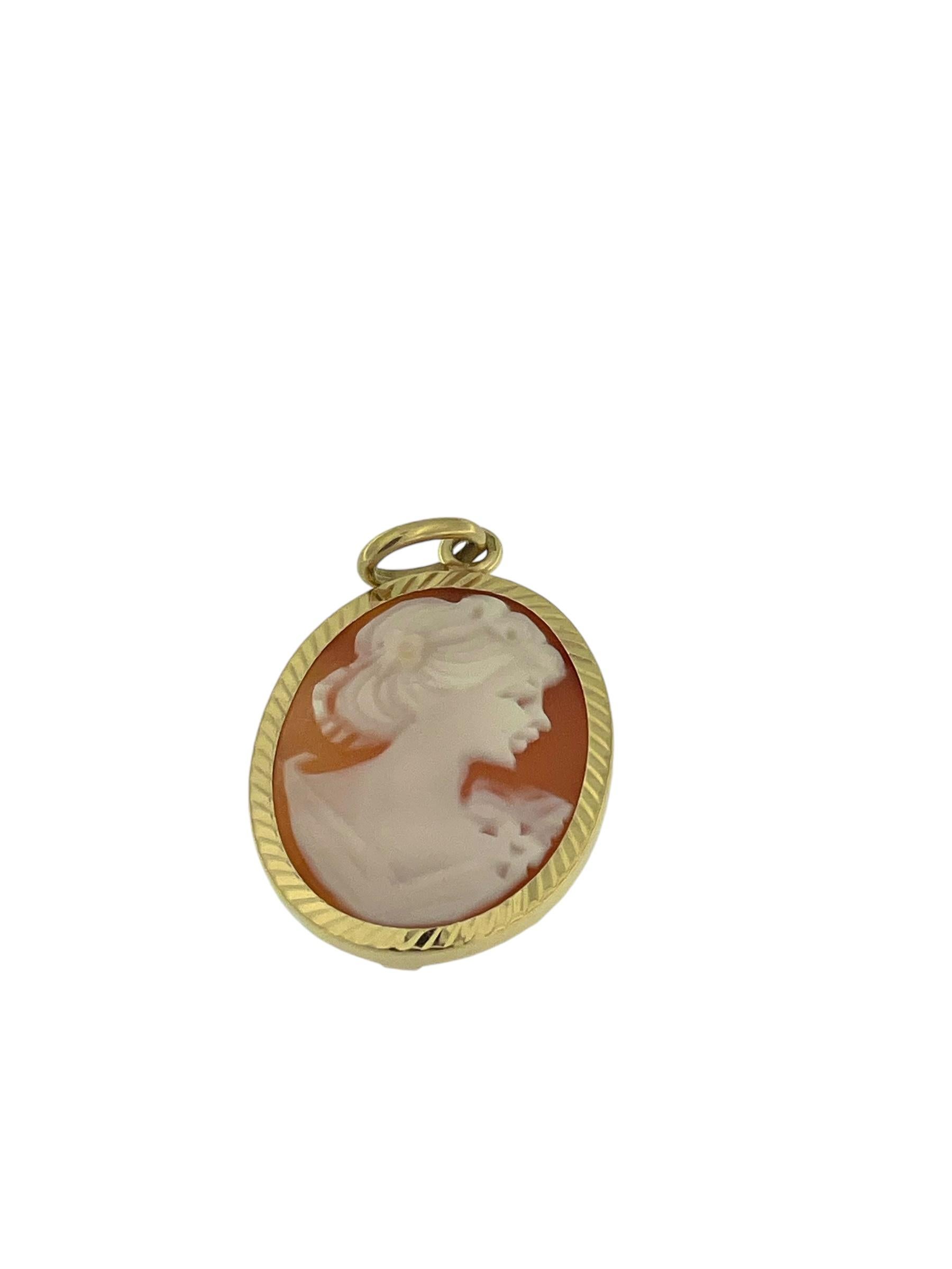 Italian Yellow Gold Pendant with Cameo In Good Condition For Sale In Esch sur Alzette, Esch-sur-Alzette