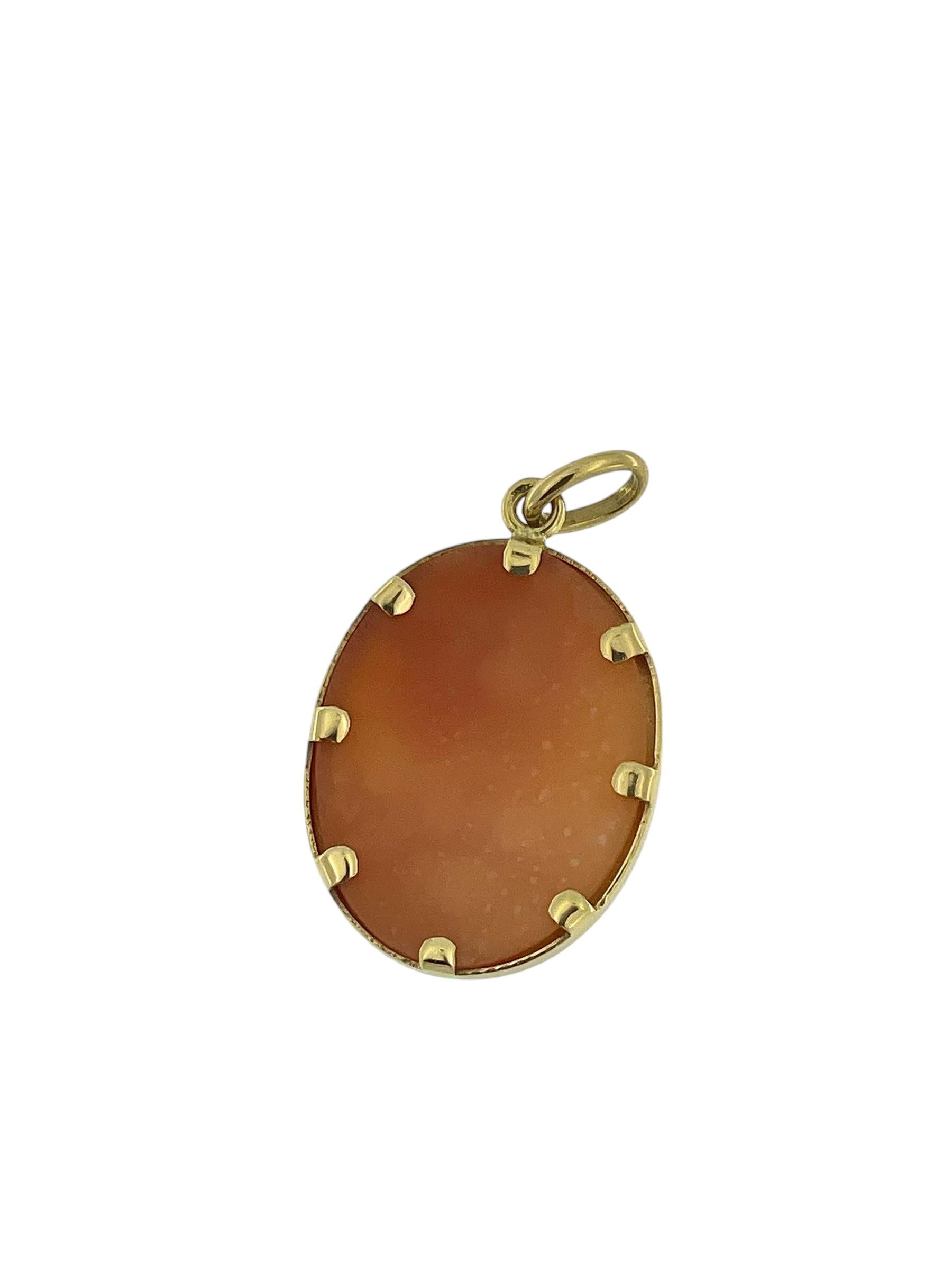 Italian Yellow Gold Pendant with Cameo For Sale 1