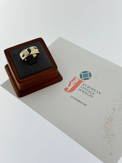 Italian Yellow Gold Ring with Diamonds and Sapphires