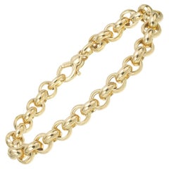 Italian Yellow Gold Round Rolo Link Bracelet
